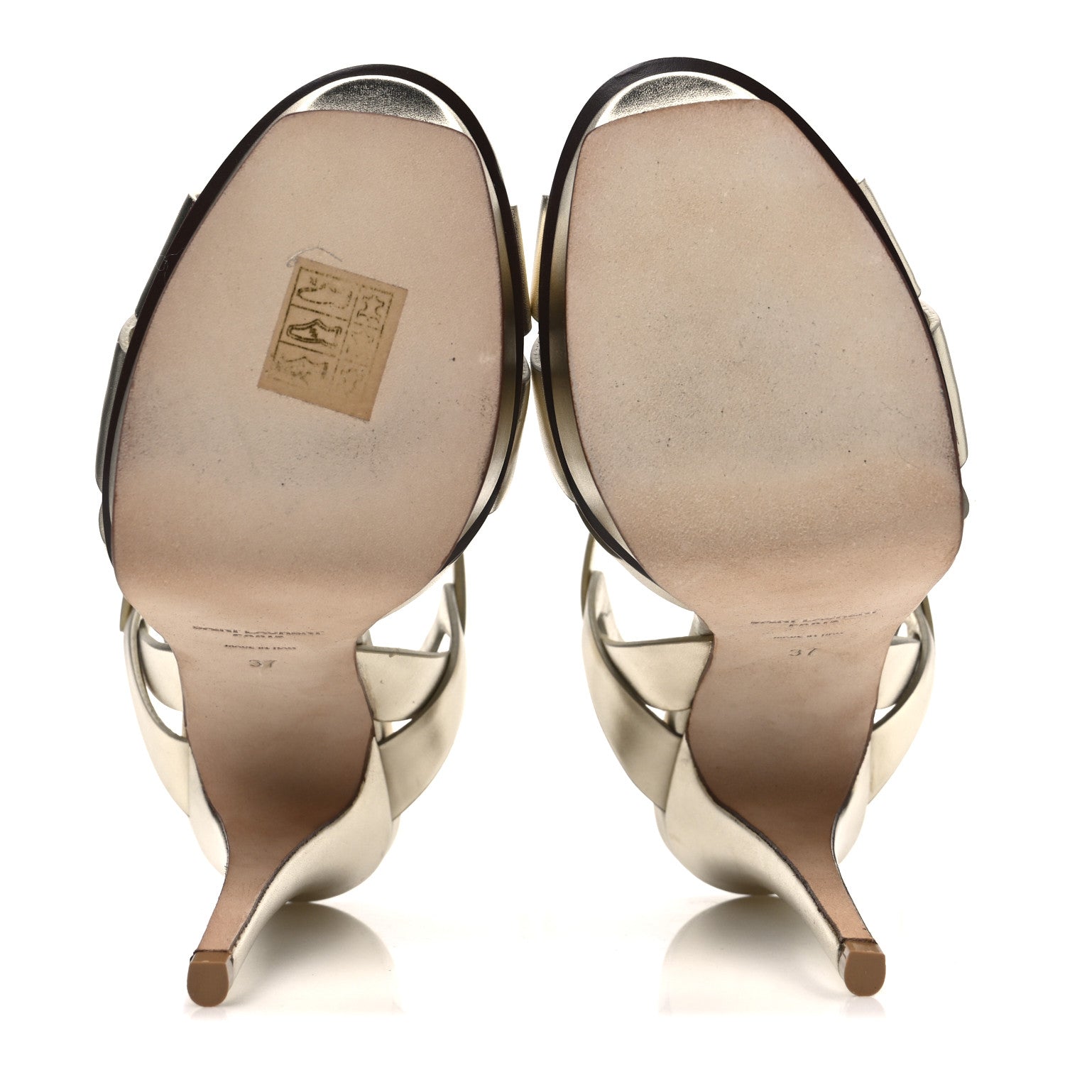Metallic Nappa Tribute 105 Platform Sandals 37 Platino