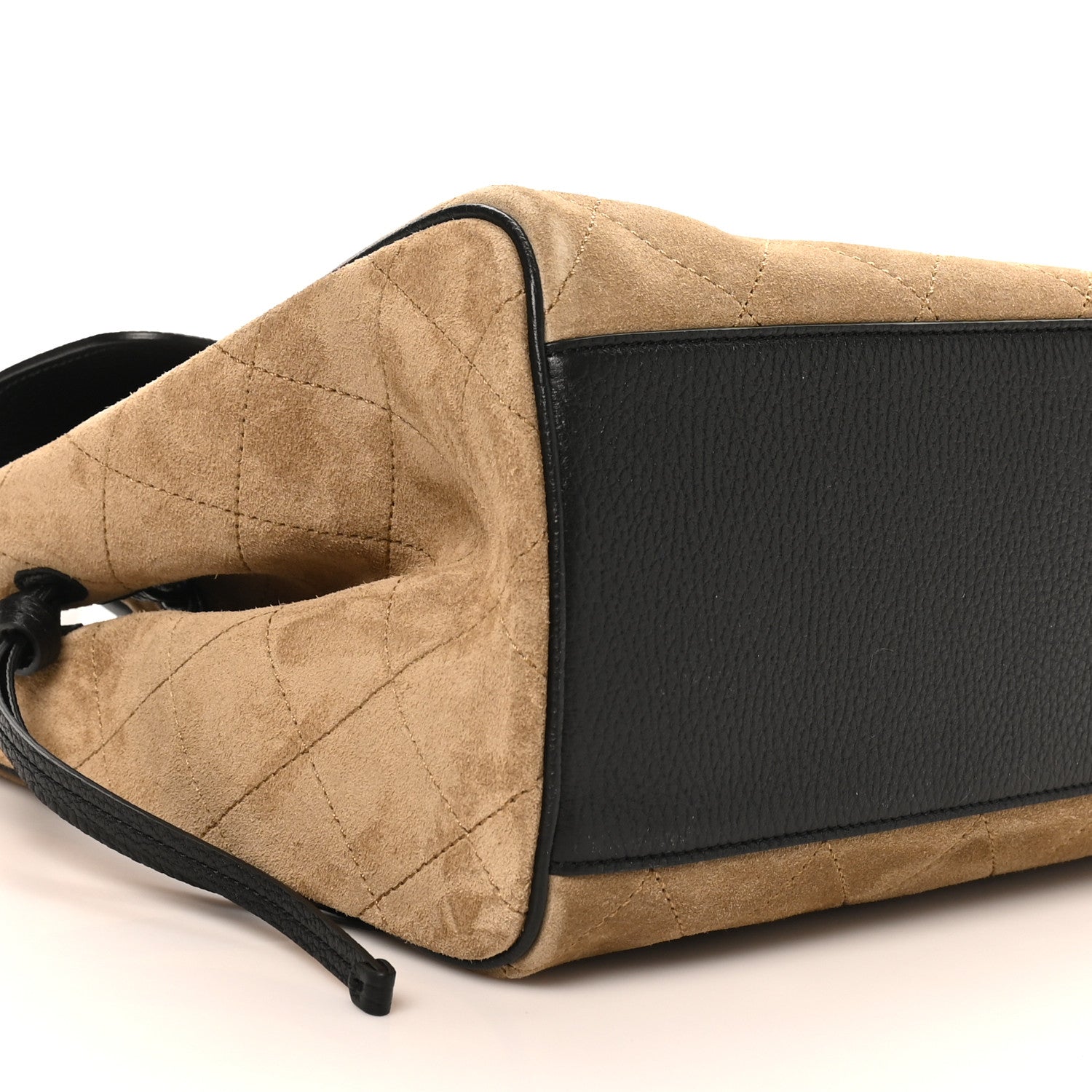 Grained Calfskin Suede Urban Essentials Shopping Bag Beige Black
