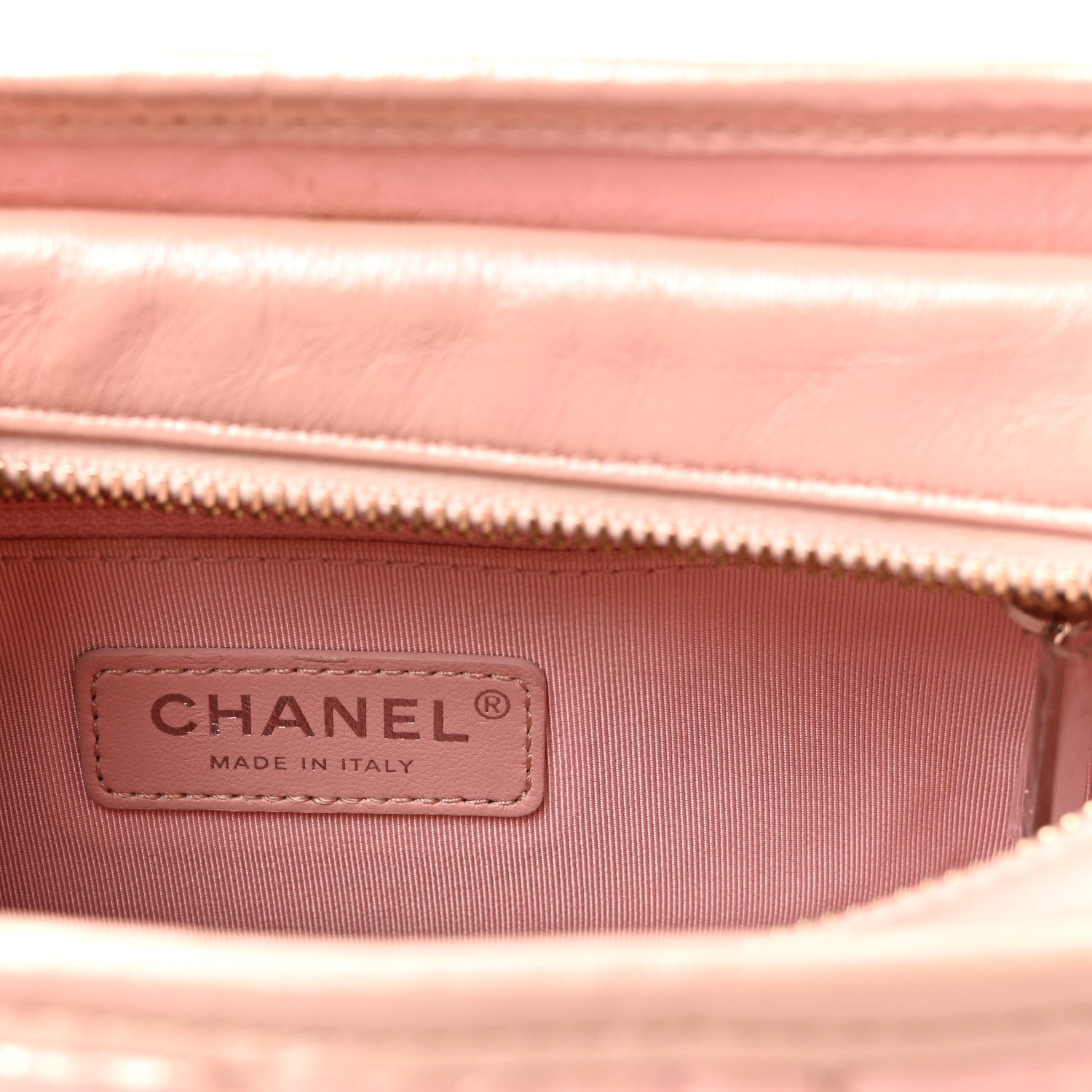 Iridescent Aged Calfskin Quilted Small Gabrielle Hobo Rose