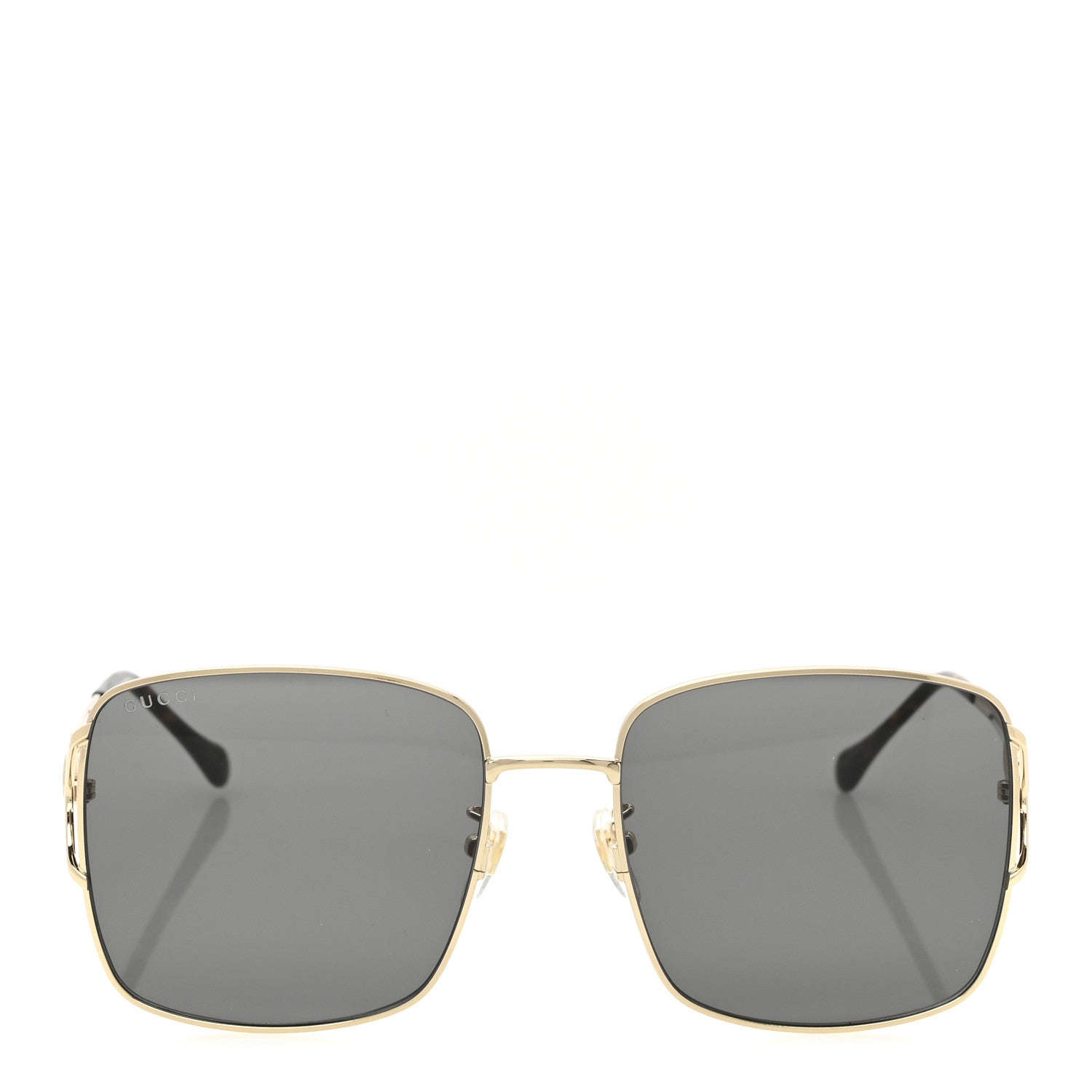 Metal Horsebit Square Frame Sunglasses GG1018SK Gold