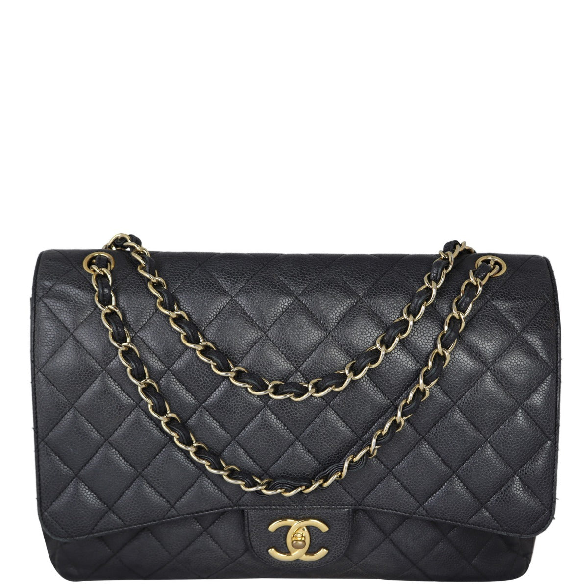 Chanel Classic Double Flap Maxi | Black Quilted Caviar
