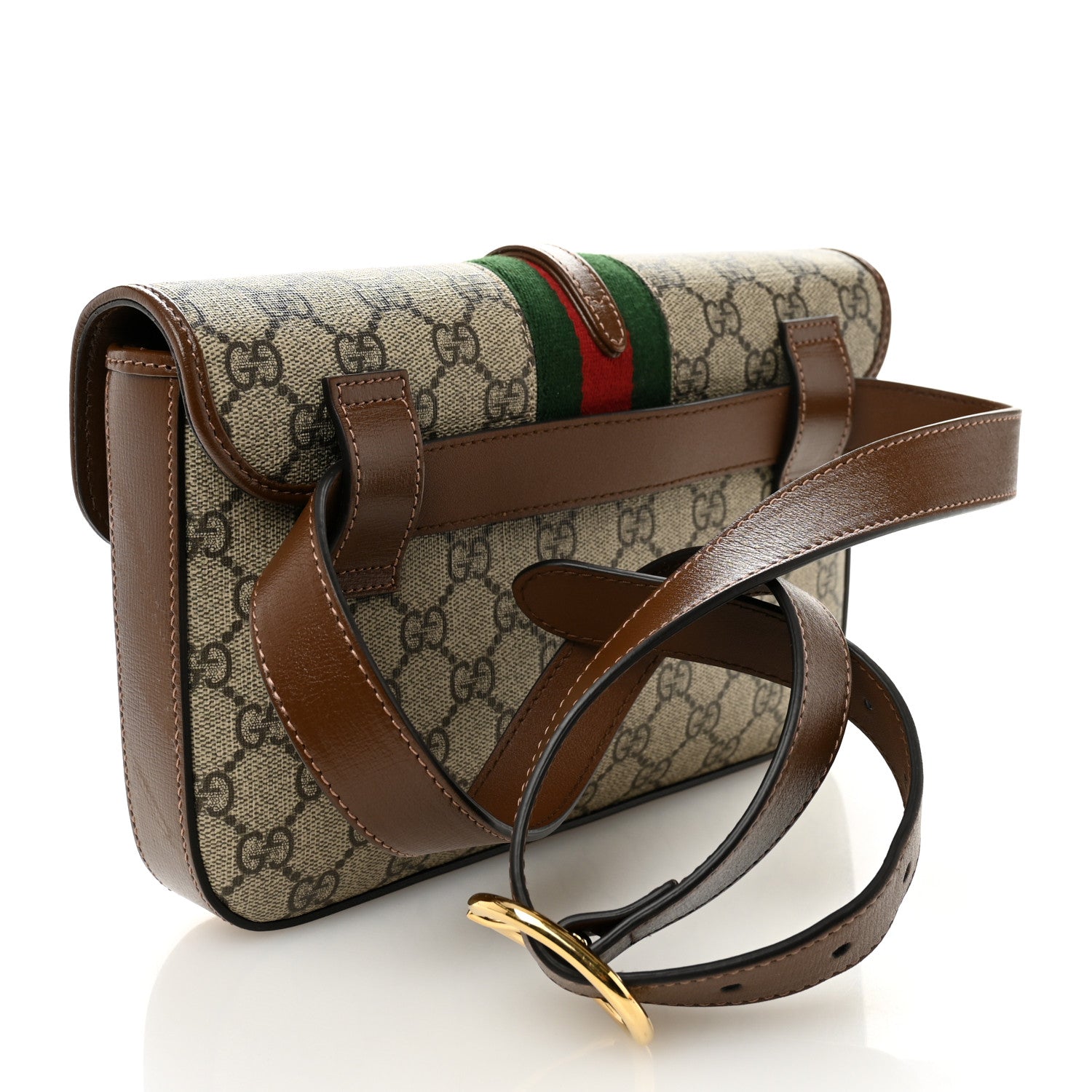 GG Supreme Monogram Azalea Calfskin Web Jackie 1961 Belt Bag 100 40 Beige Ebony Brown Sugar
