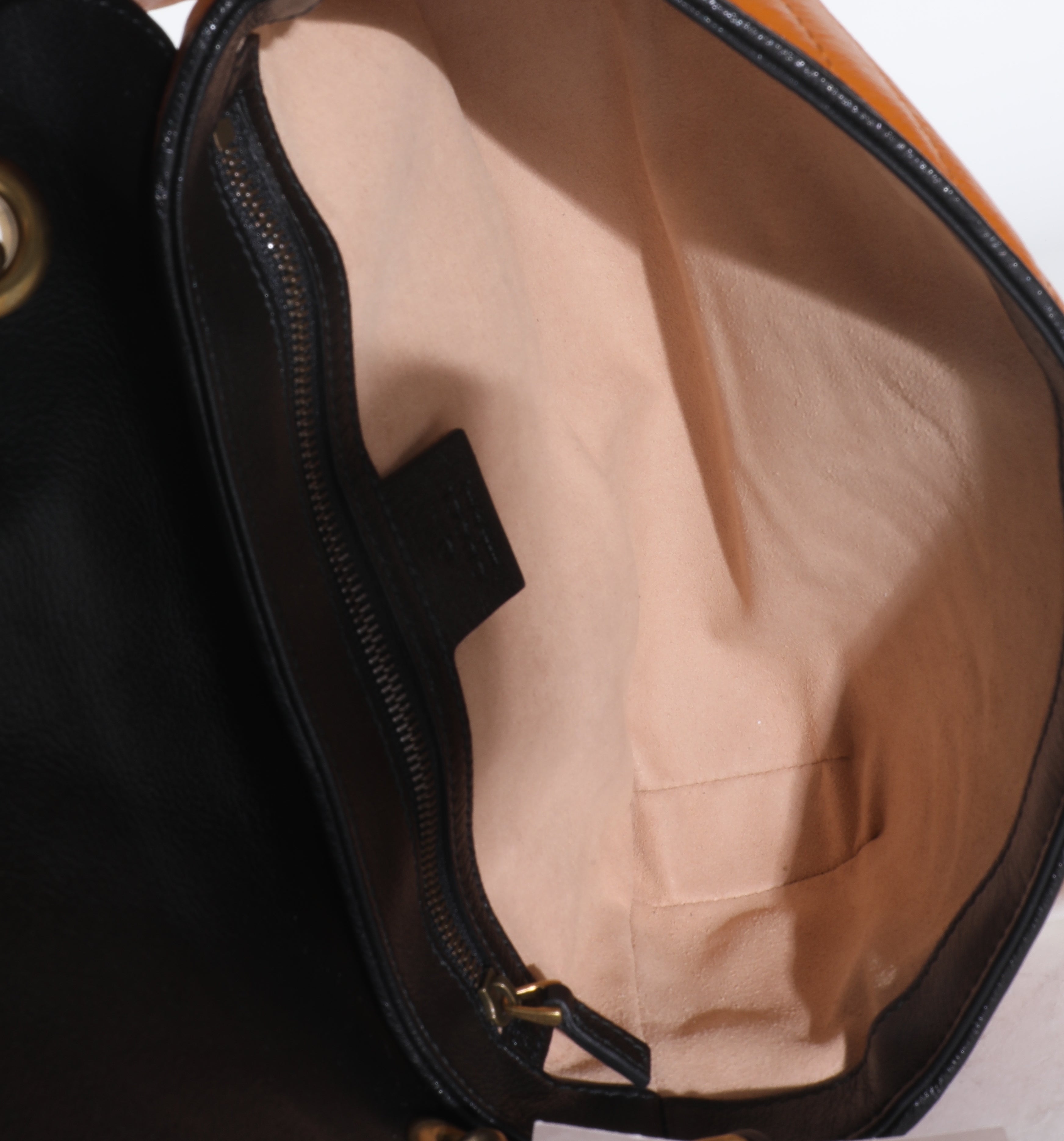 Cognac Calfskin Matelasse Diagonal Small Torchon GG Marmont Shoulder Bag