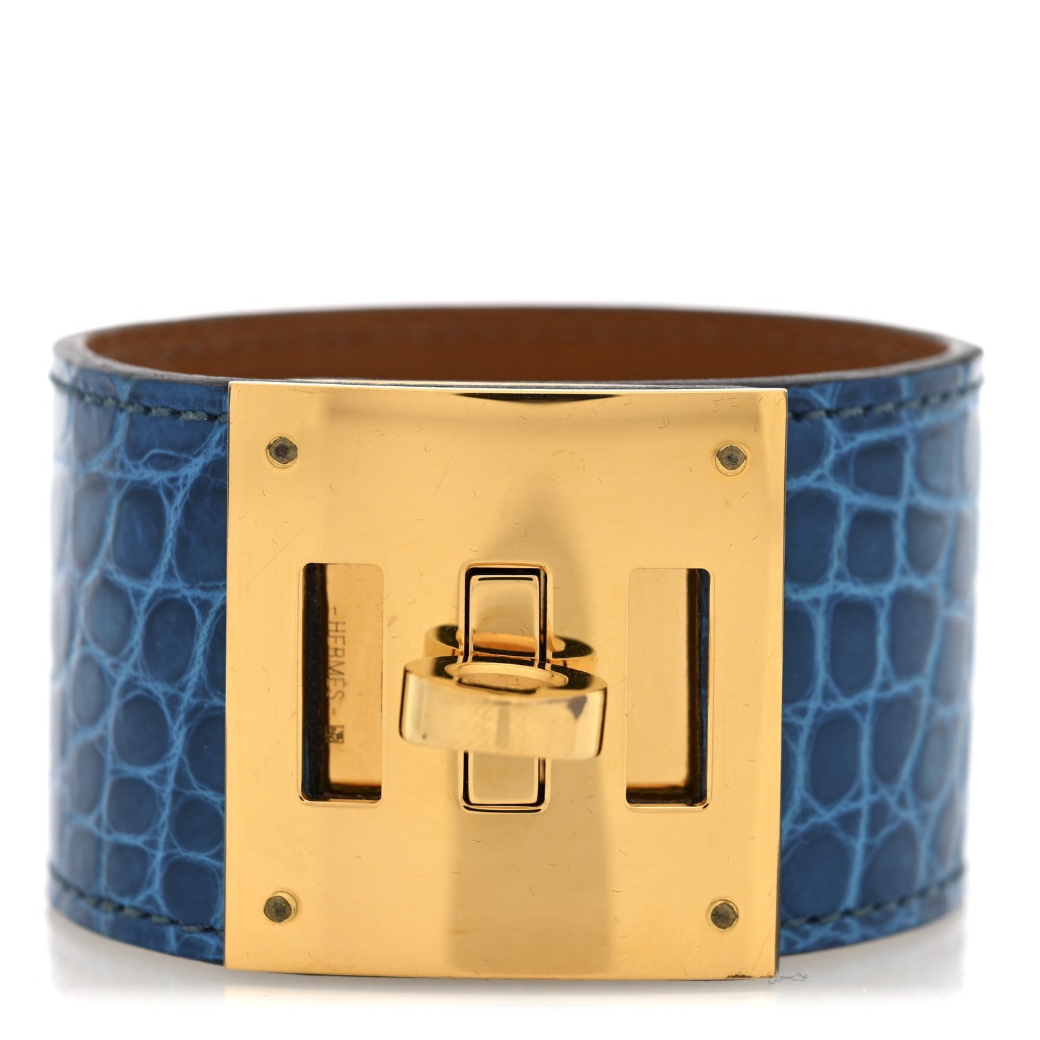 Shiny Alligator  Kelly Dog Cuff S Bleu Izmir