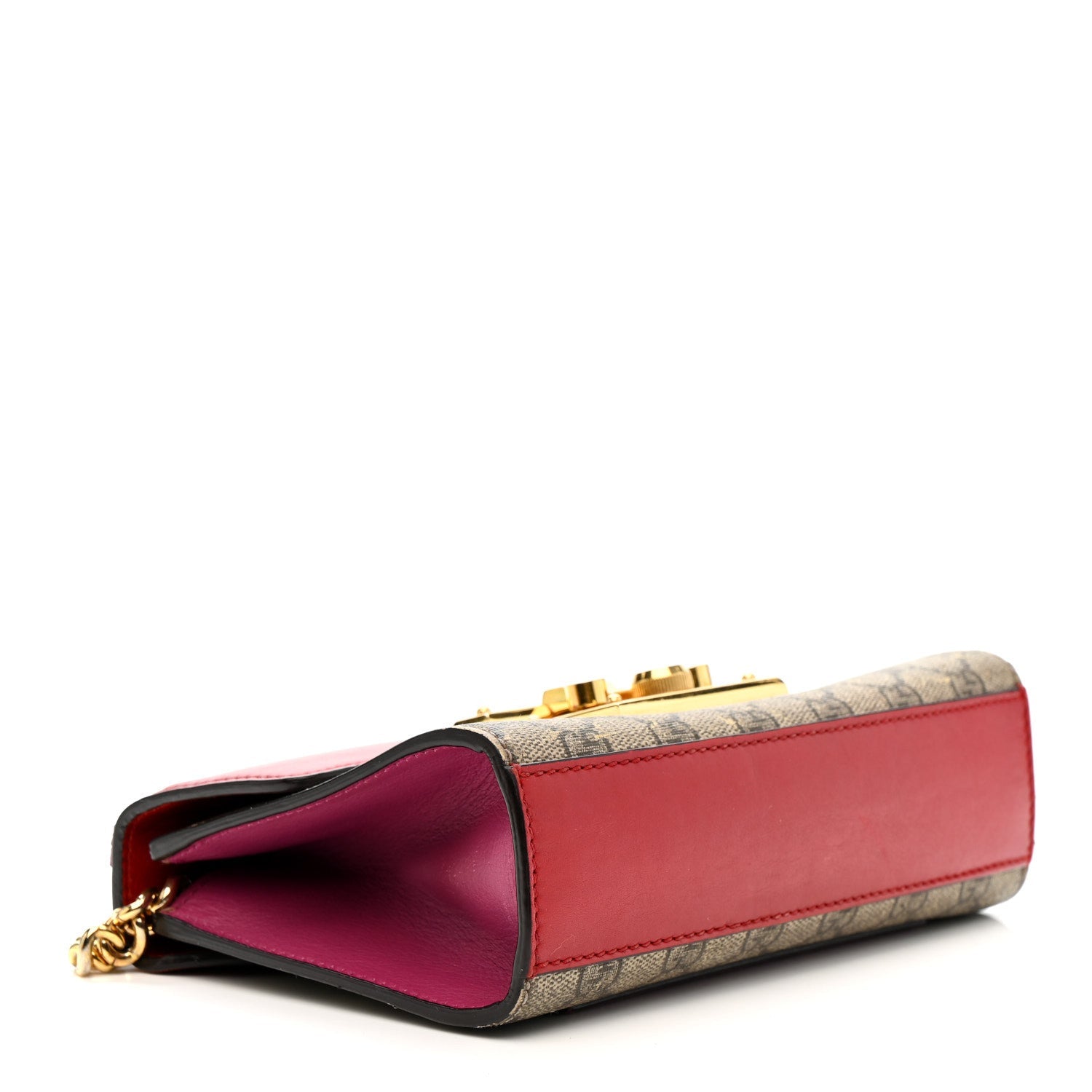 GG Supreme Monogram Calfskin Small Padlock Shoulder Bag Beige Hibiscus Red New Rosette