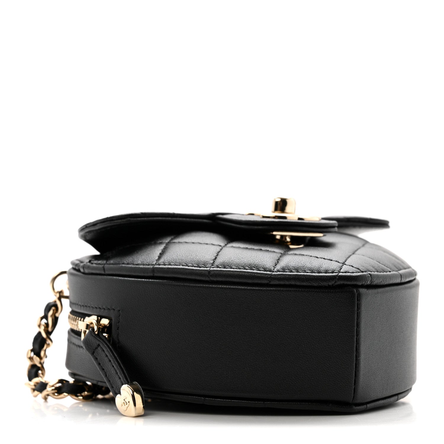 Lambskin Quilted CC In Love Heart Clutch With Chain Black