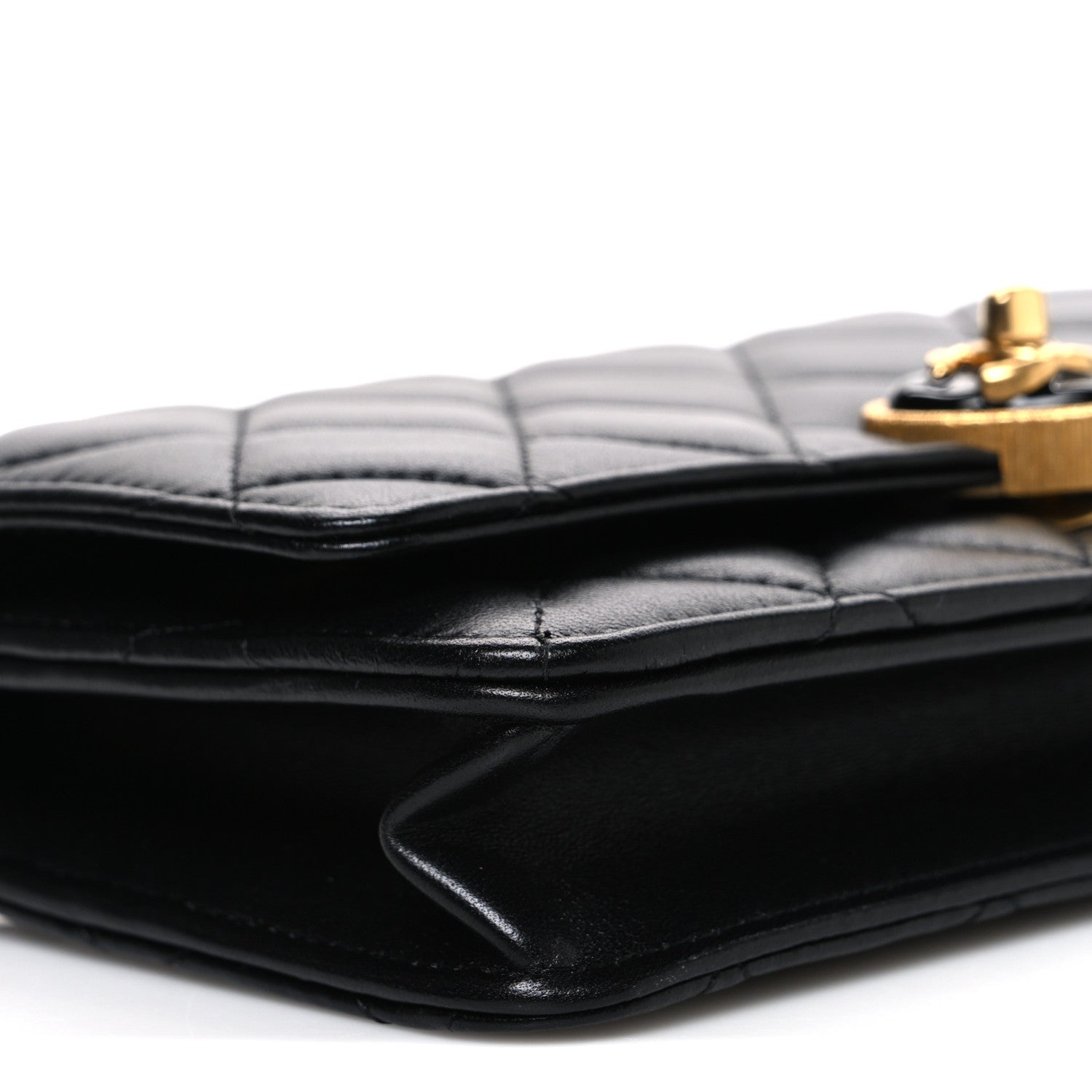 Lambskin Plexiglass Quilted Coco Love Wallet On Chain WOC Black