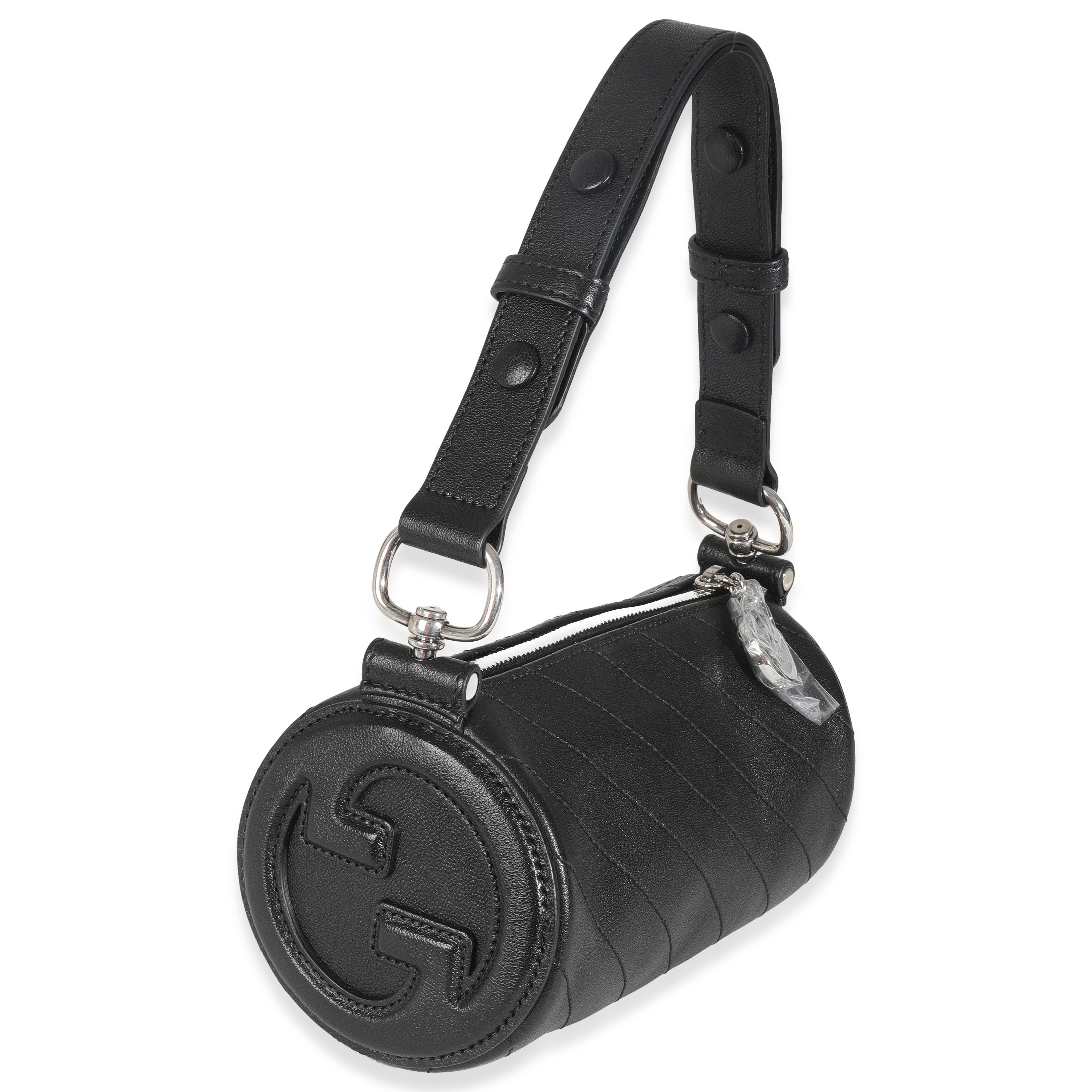 Black Diagonal Quilted Leather Mini Blondie Shoulder Bag