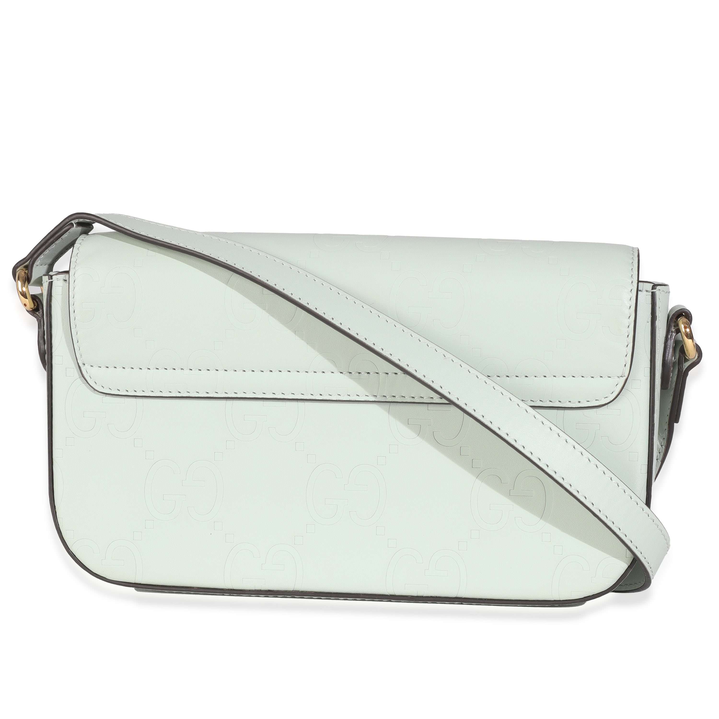 Pale Green Calfskin GG Super Mini Shoulder Bag