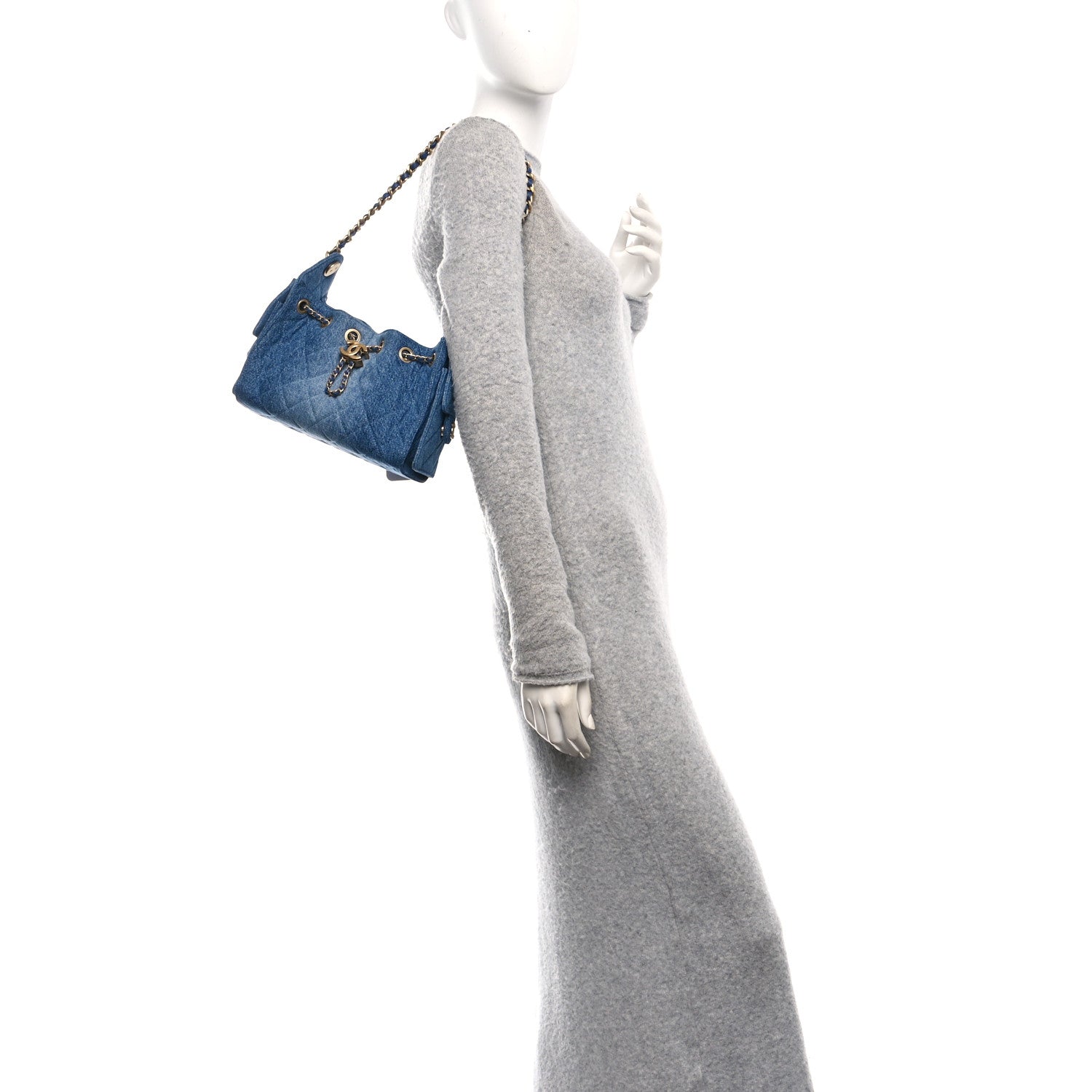 Washed Denim Quilted Mini Chanel 25 Handbag Blue