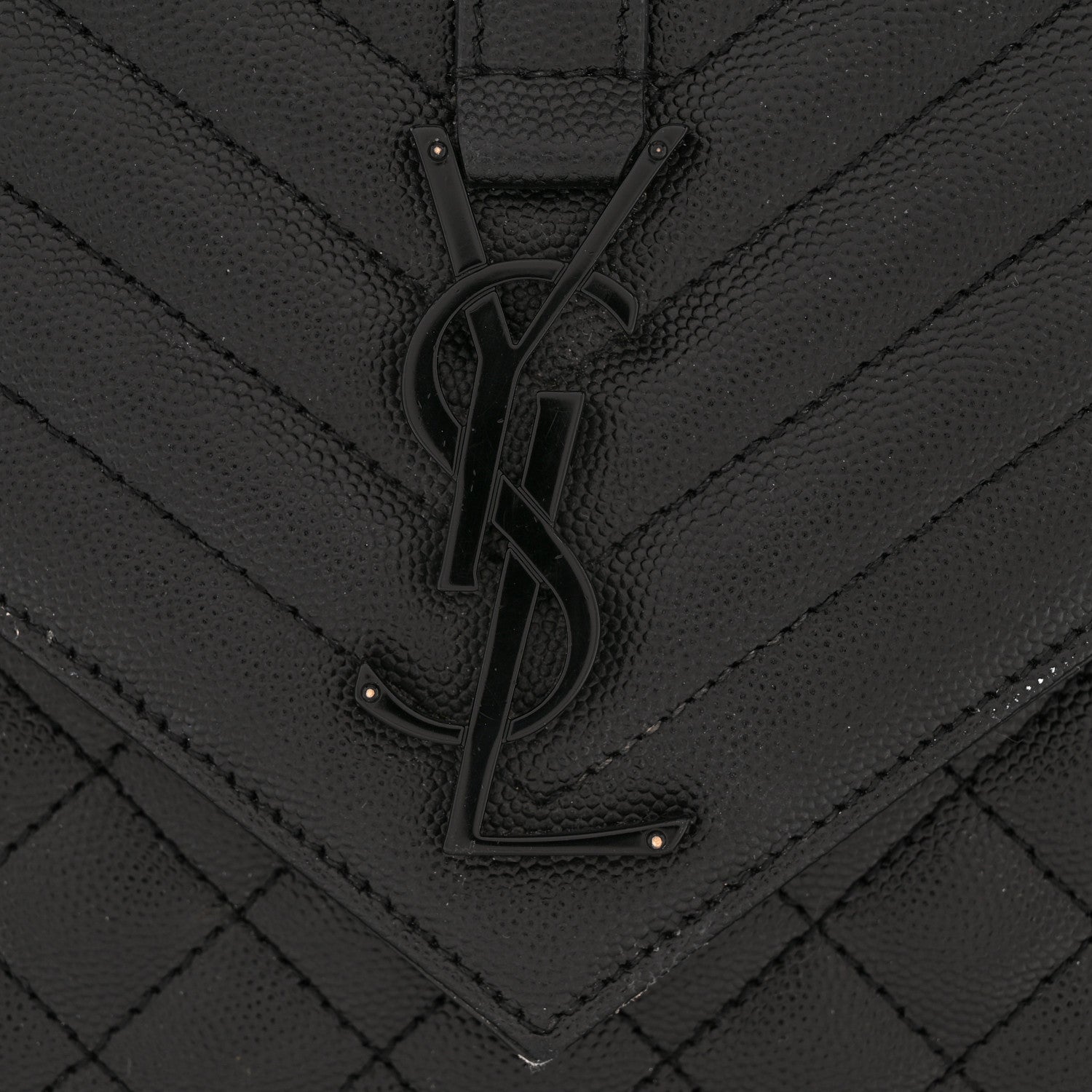 Grain De Poudre Textured Mixed Matelasse Large Triquilt Monogram Monochrome Satchel Black
