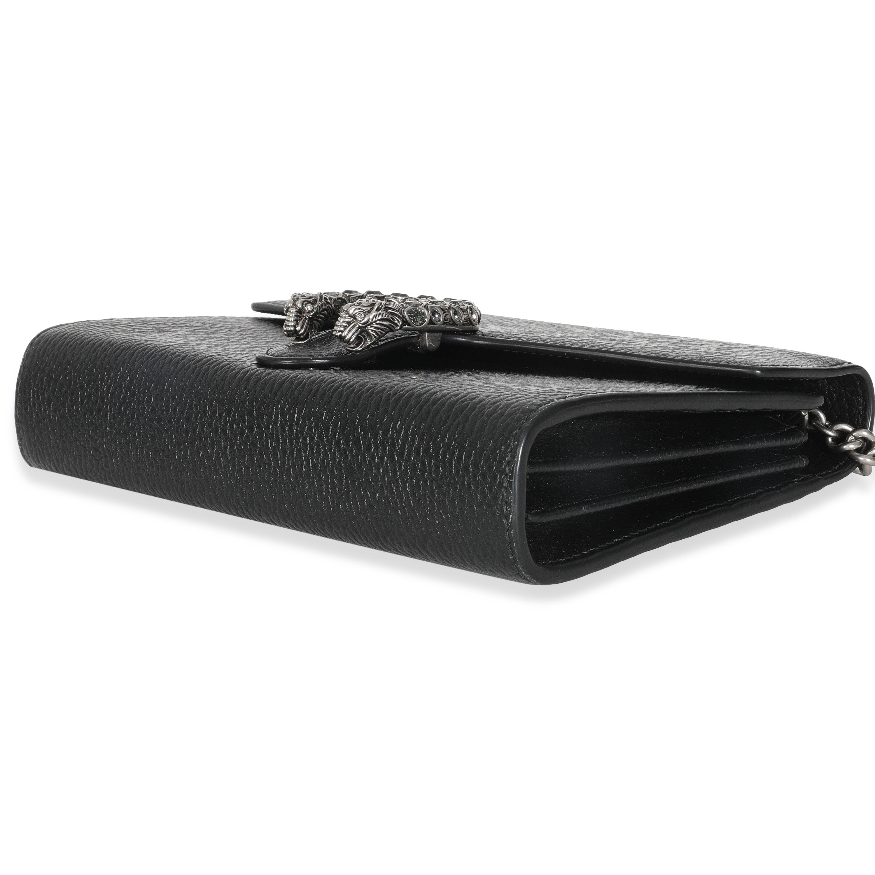 Black Dollar Calfskin Dionysus Chain Wallet