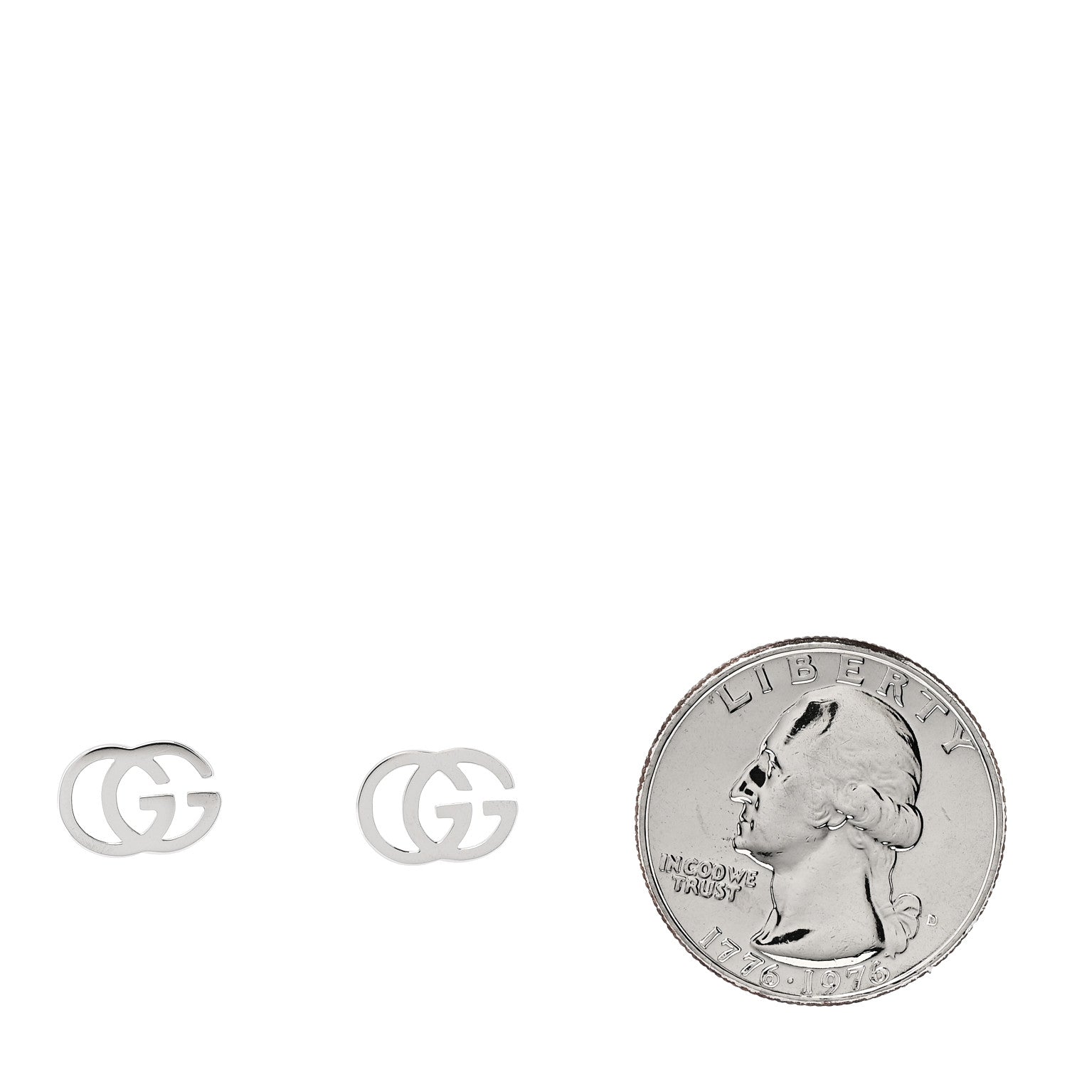 18K White Gold Running G Stud Earrings