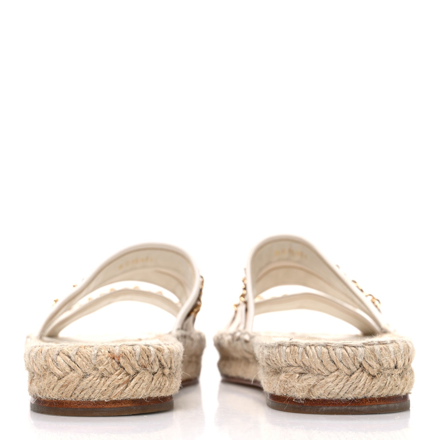 Lambskin Chain Espadrille Slip On Sandals 36 White