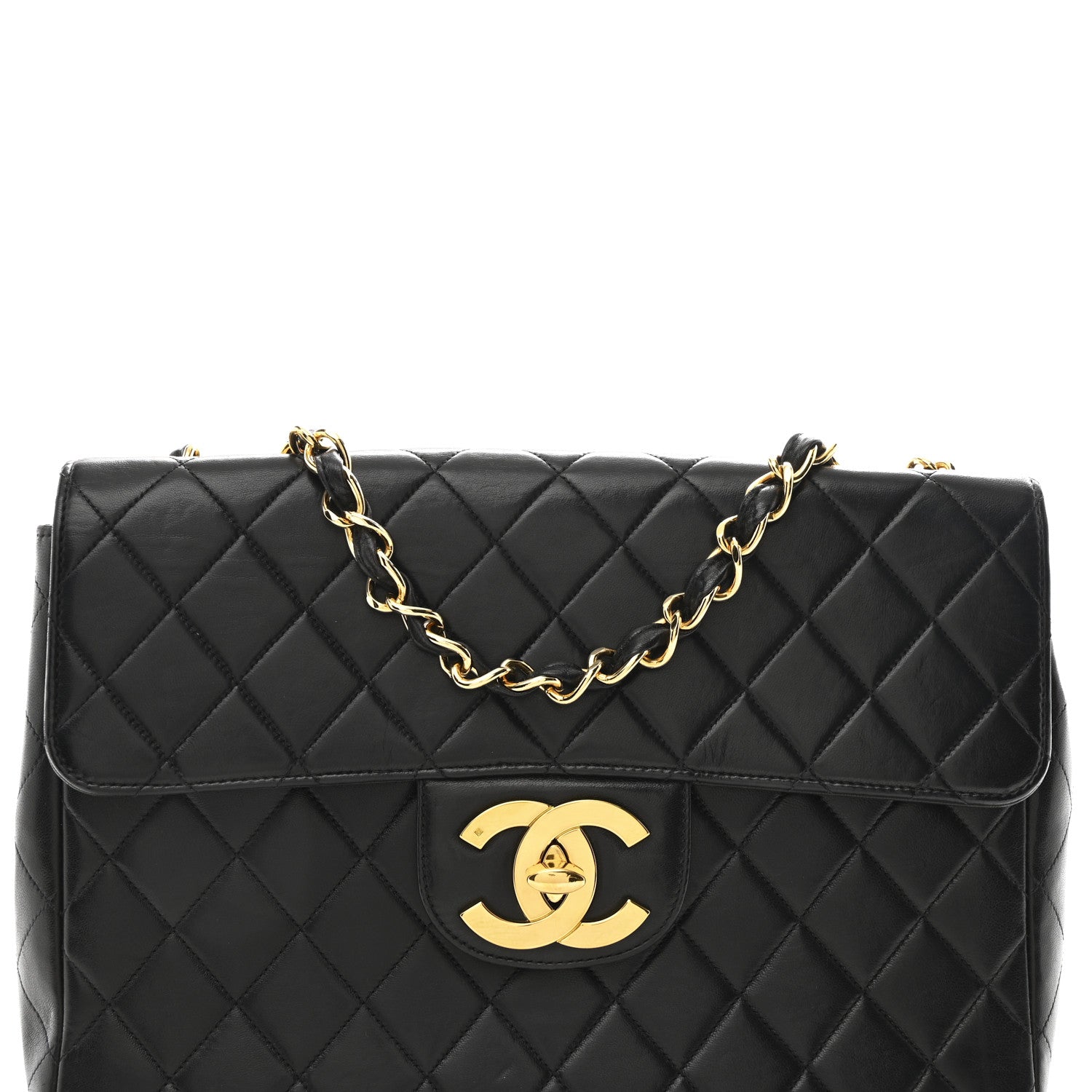 Lambskin Quilted Jumbo Single Flap Black