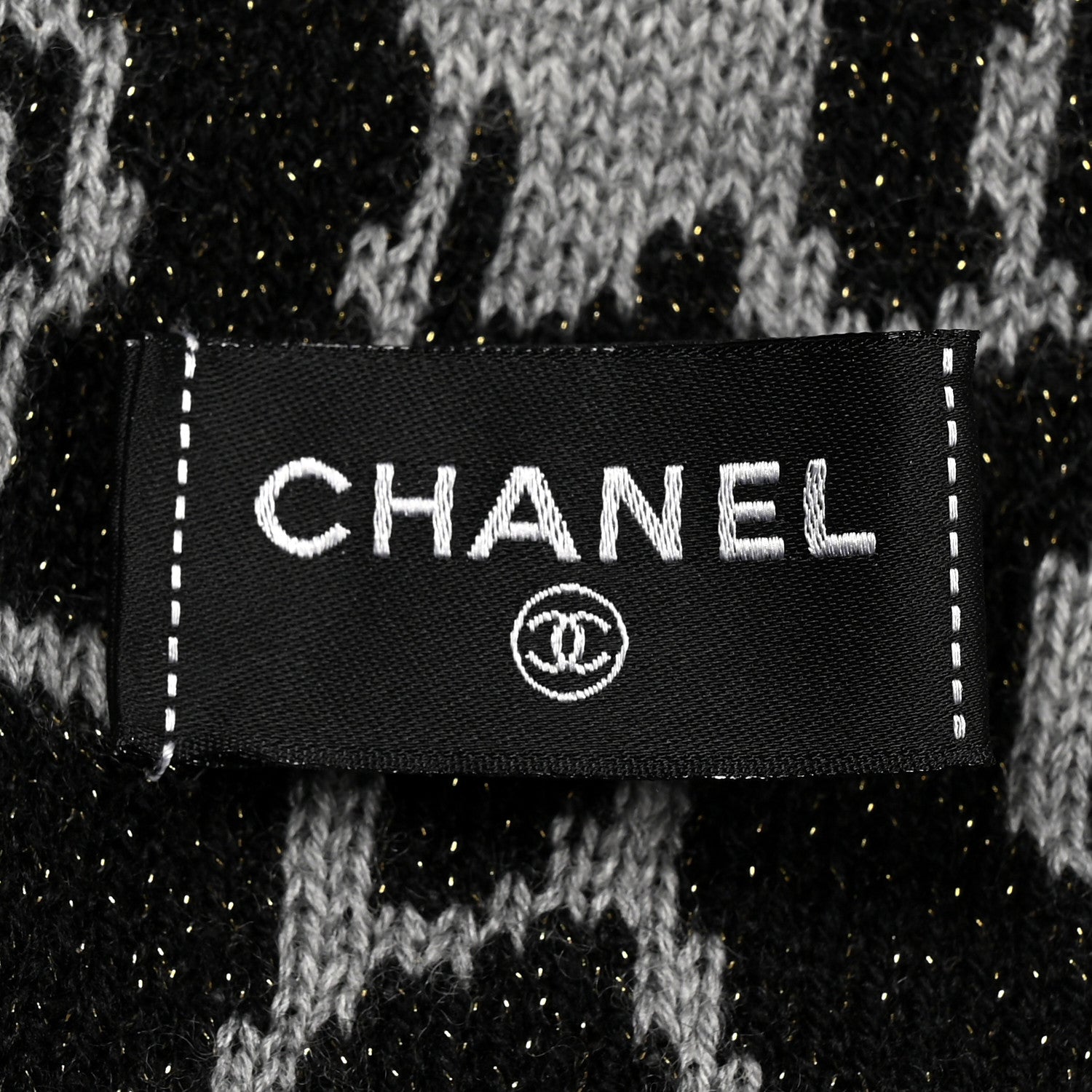 Wool Cashmere Viscose Metallic Fiber Camellia Scarf Black Grey
