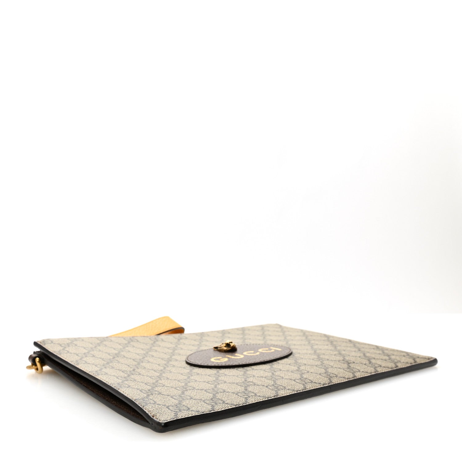 GG Supreme Monogram Neo Vintage Zip Wristlet Pouch Beige New Acero Crop