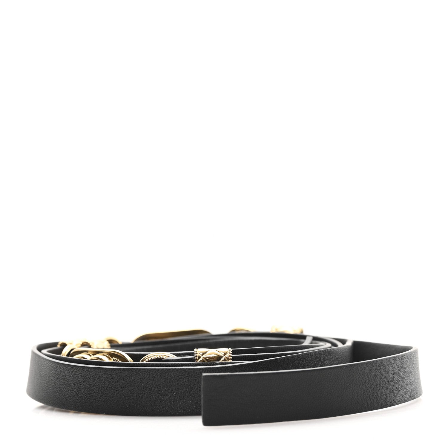 Lambskin CC Metal Double Wrap Belt Black