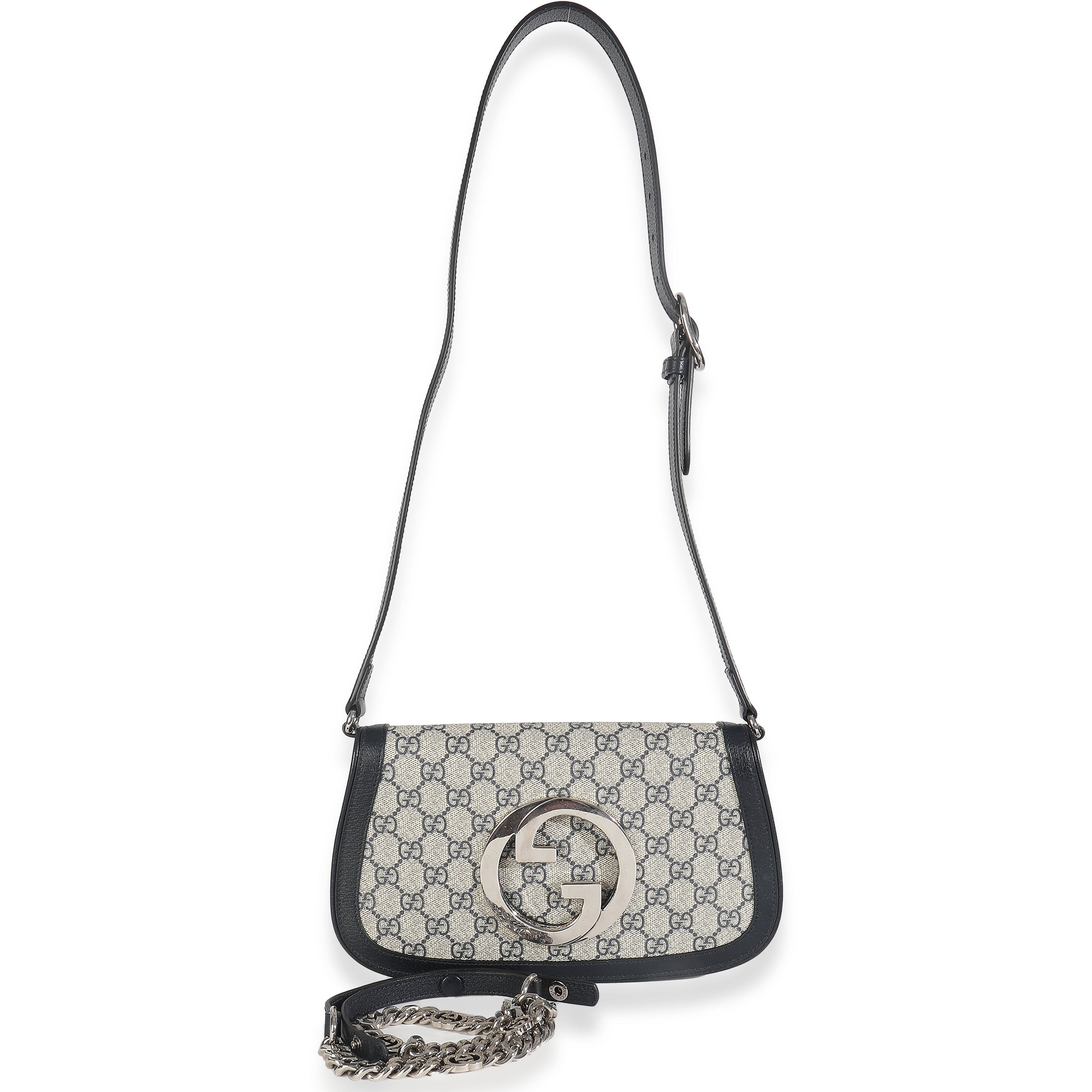 Beige Blue GG Supreme Canvas Blondie Shoulder Bag