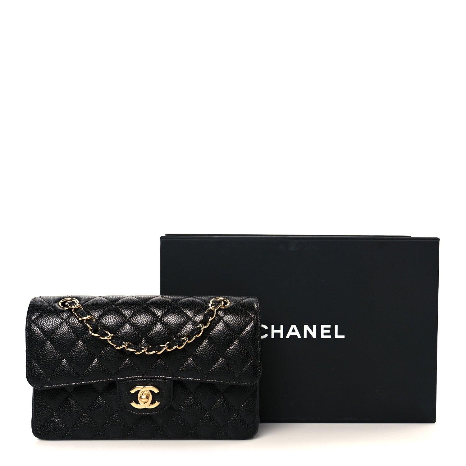 Caviar Quilted Small Double Flap Black