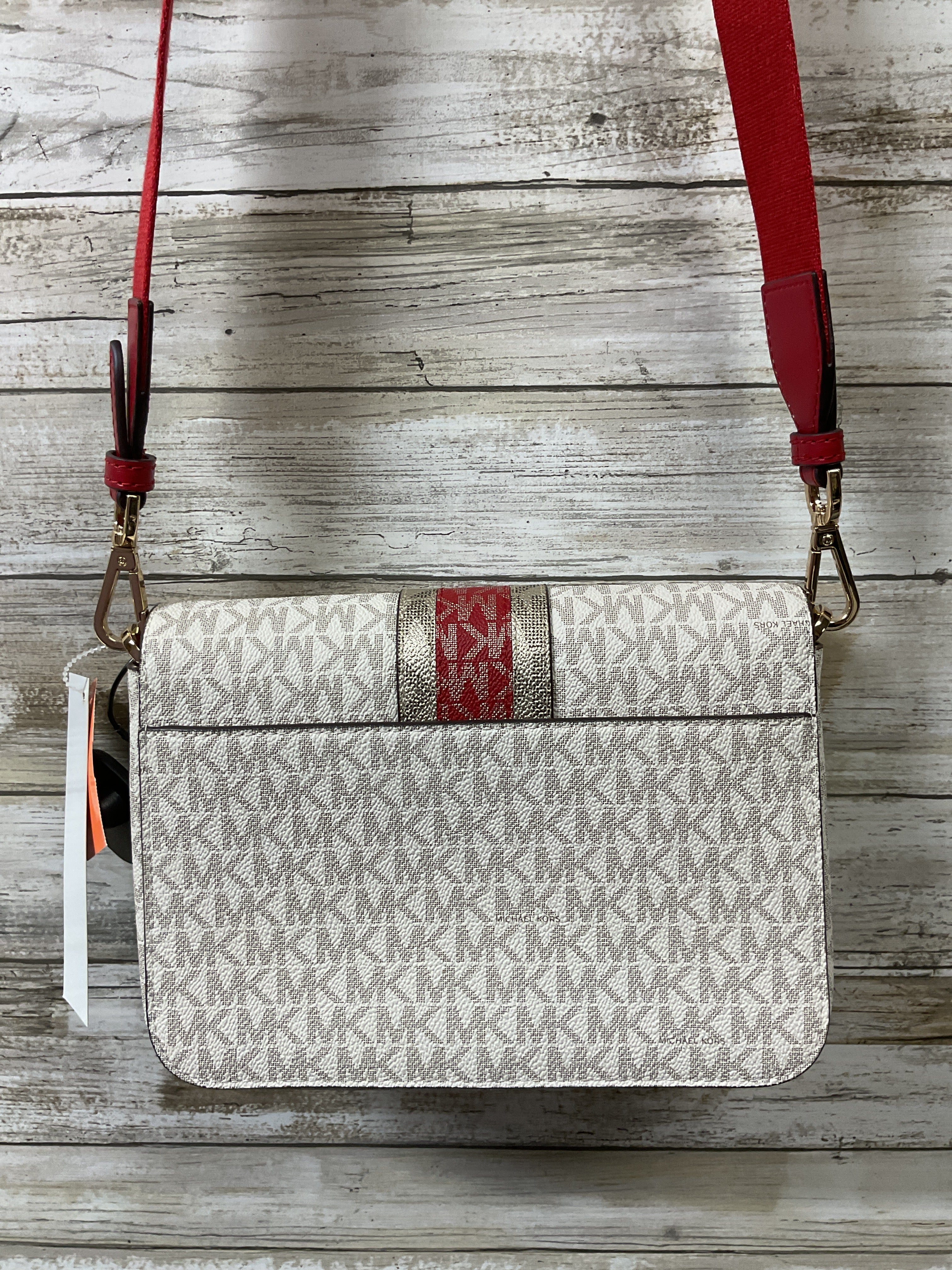 Crossbody Designer By Michael Kors In Red & White, Size:Small