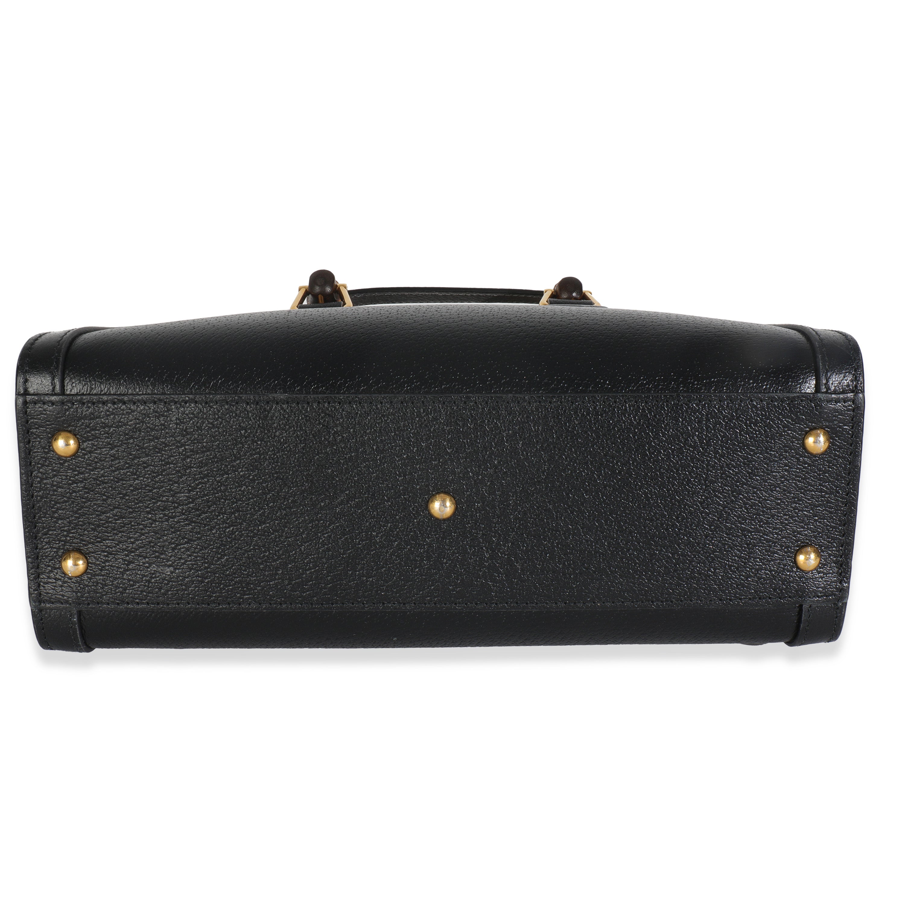 Black Dusty Grey Textured Dollar Calfskin Web Small Diana Tote