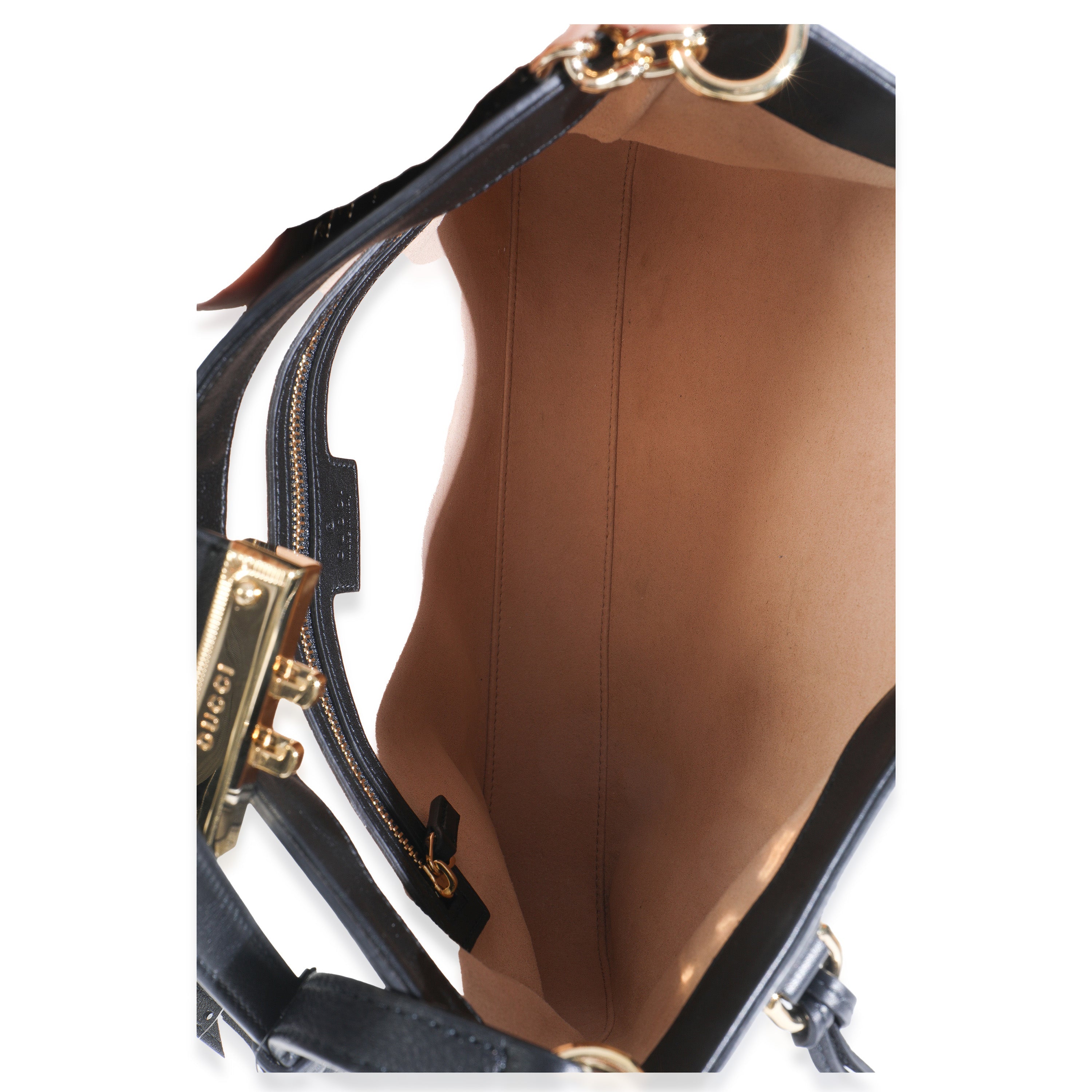 Beige Black GG Supreme Monogram Canvas Medium Padlock Shoulder Bag