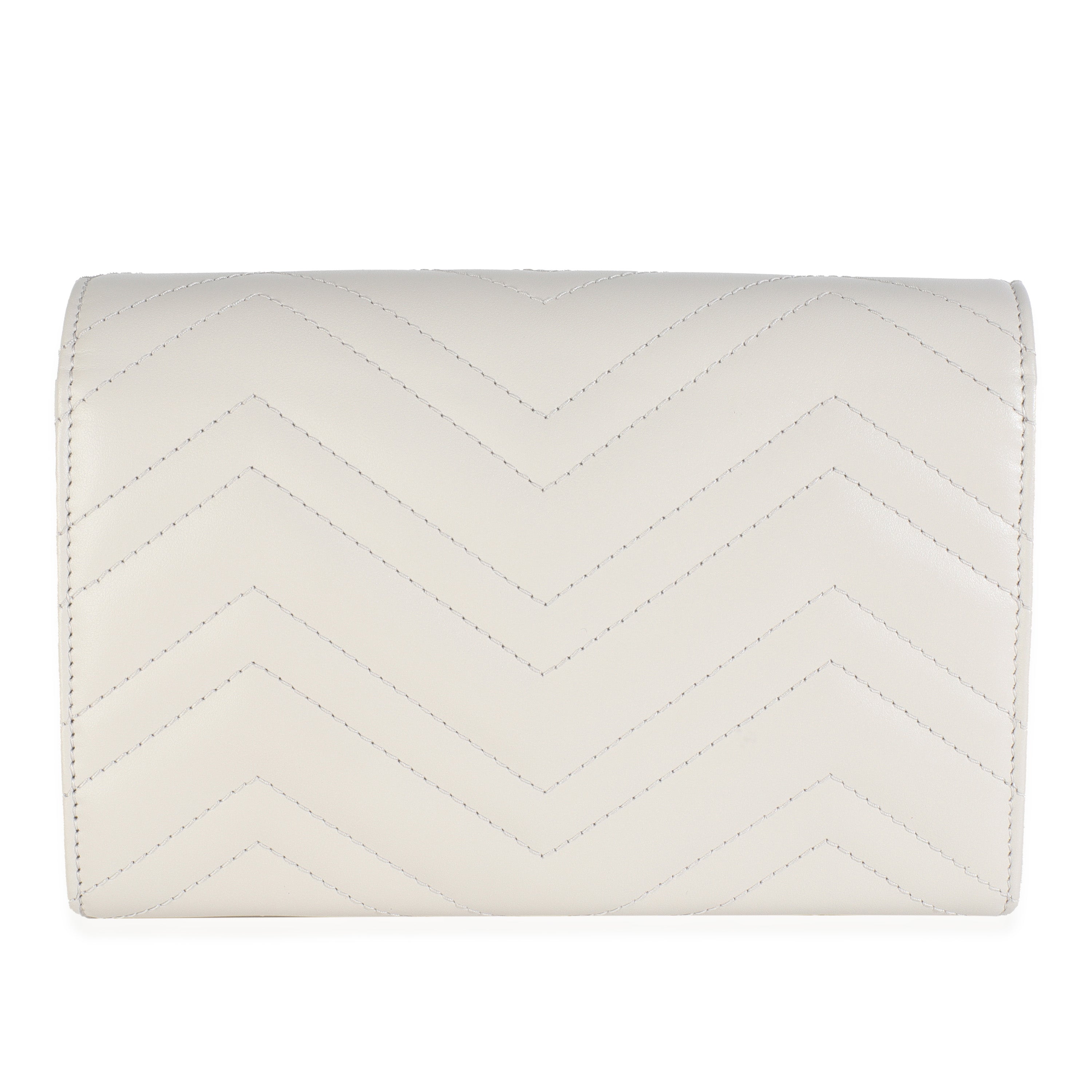 Grey Calfskin Matelasse GG Marmont Chain Wallet