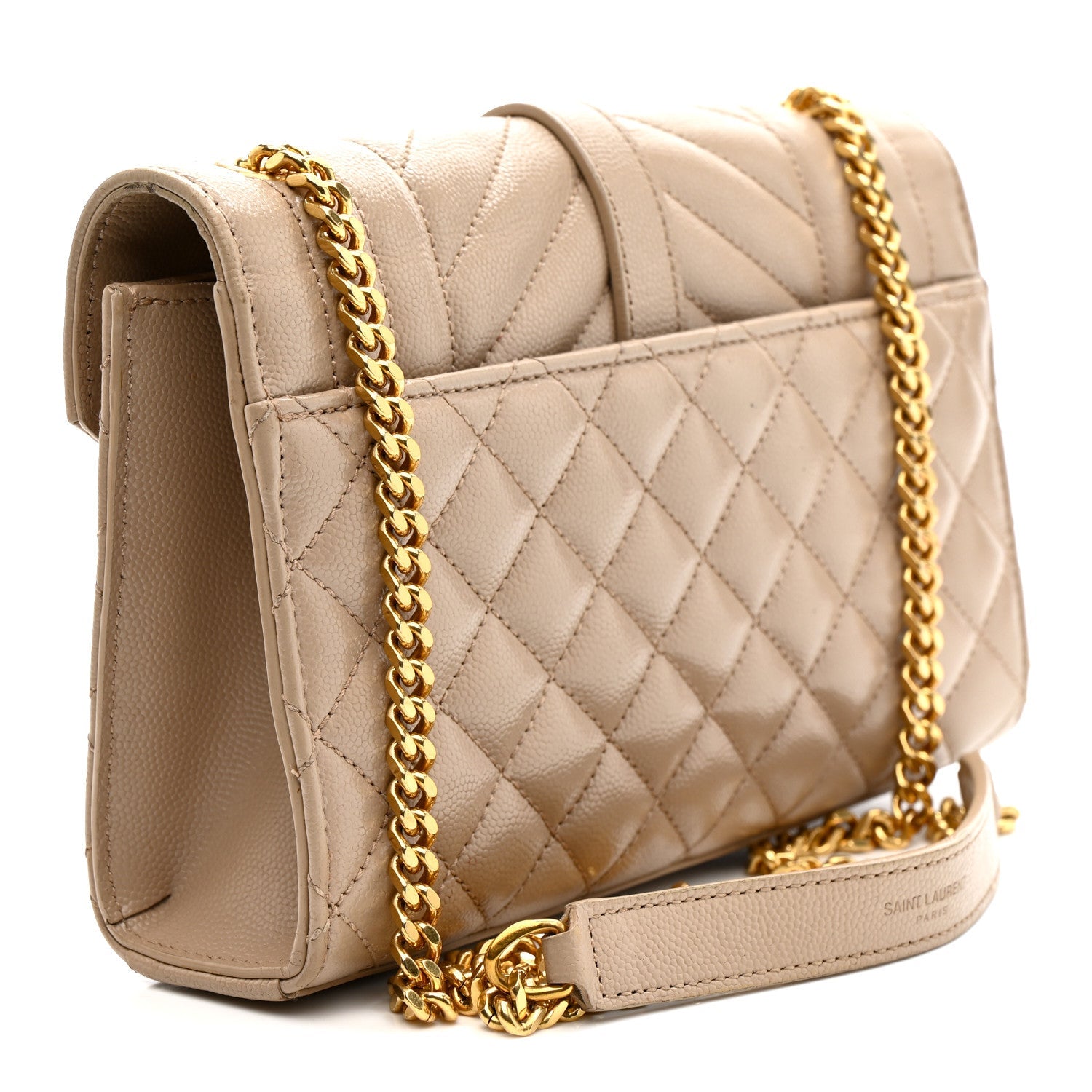 Grain De Poudre Textured Mixed Matelasse Triquilt Small Monogram Satchel Dark Beige