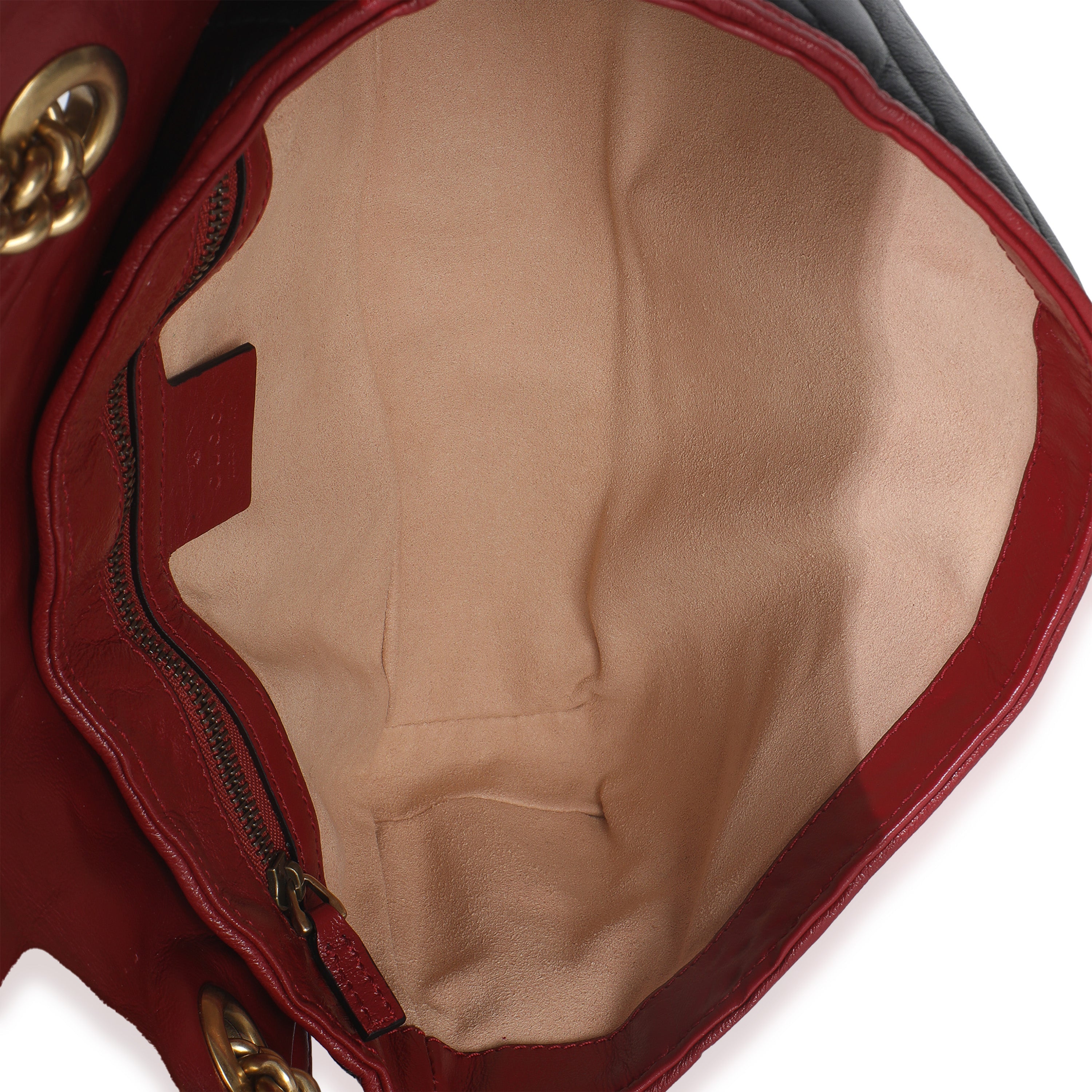 Red Black Calfskin Torchon Small GG Marmont Bag