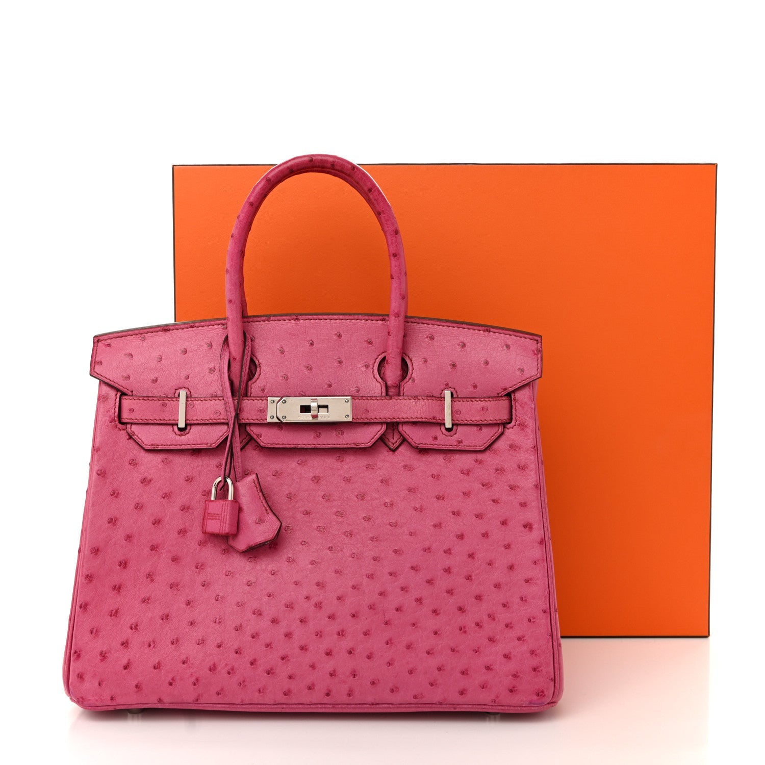 Ostrich Birkin 30 Rose Pourpre