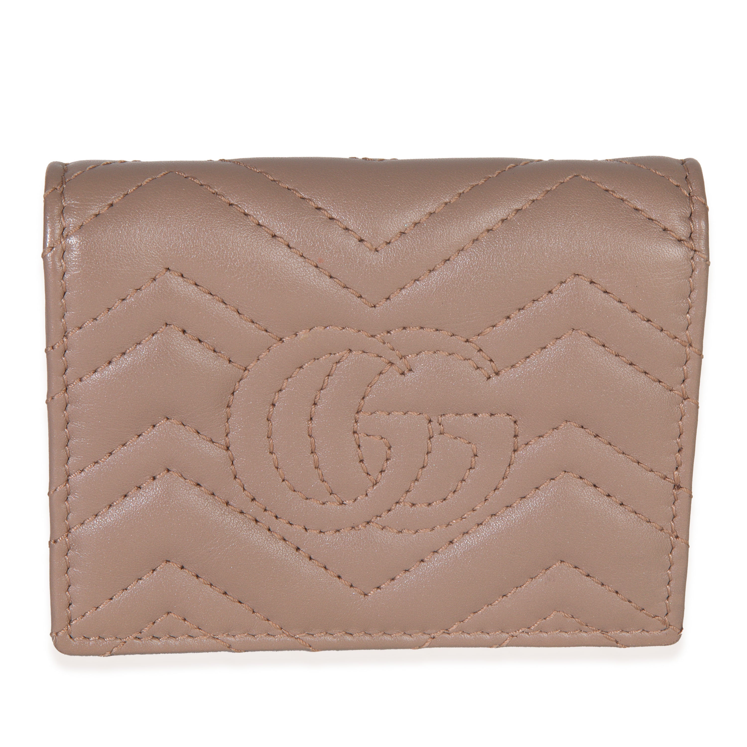 Porcelain Rose Matelasse Calfskin GG Card Case Wallet