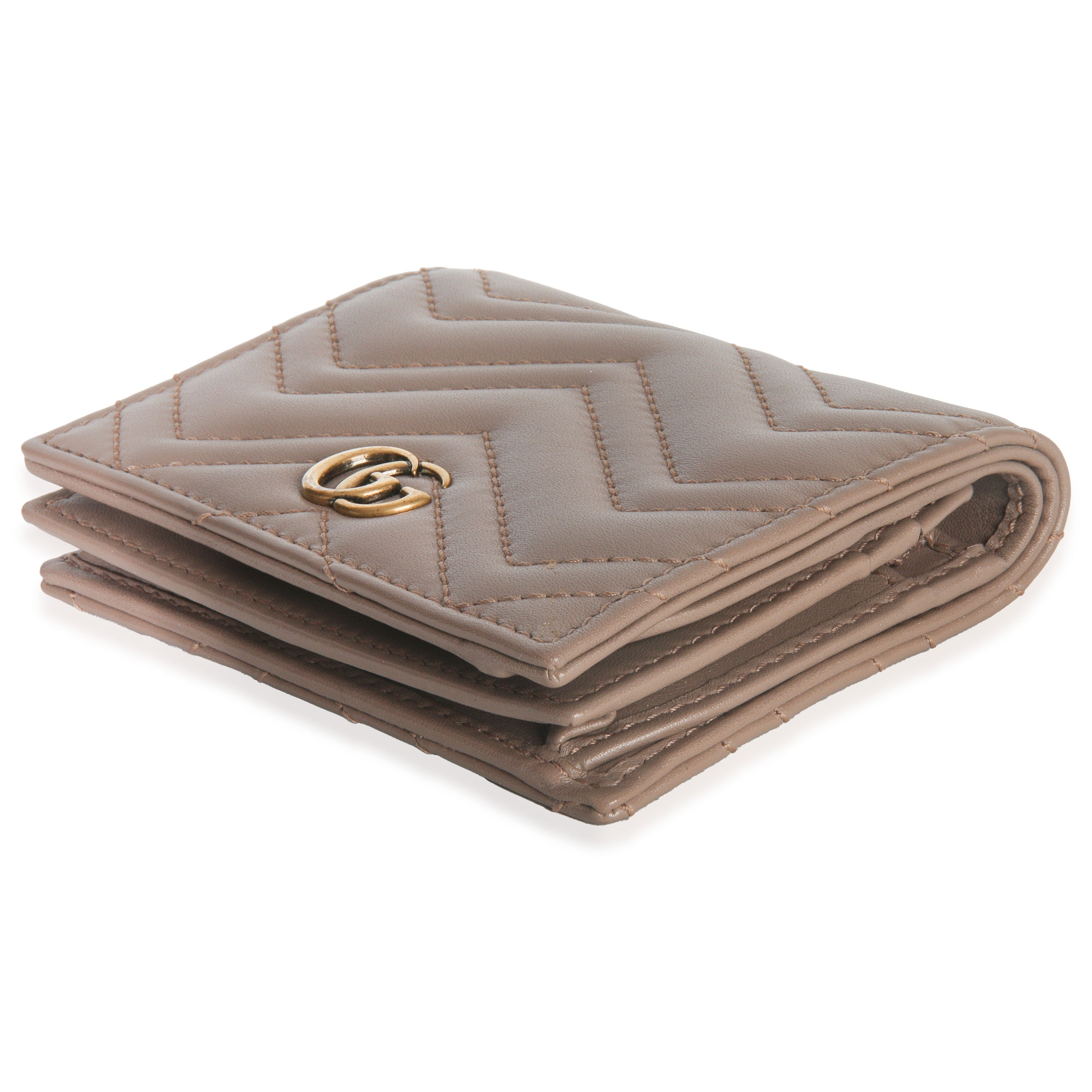 Porcelain Rose Matelasse Calfskin GG Card Case Wallet