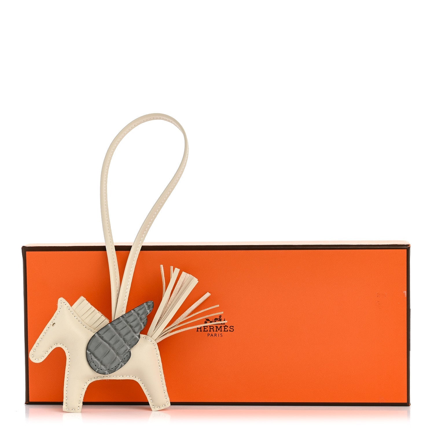 Milo Lambskin Matte Alligator Touch Grigri Rodeo Pegase Horse Bag Charm PM Craie Gris Ciment