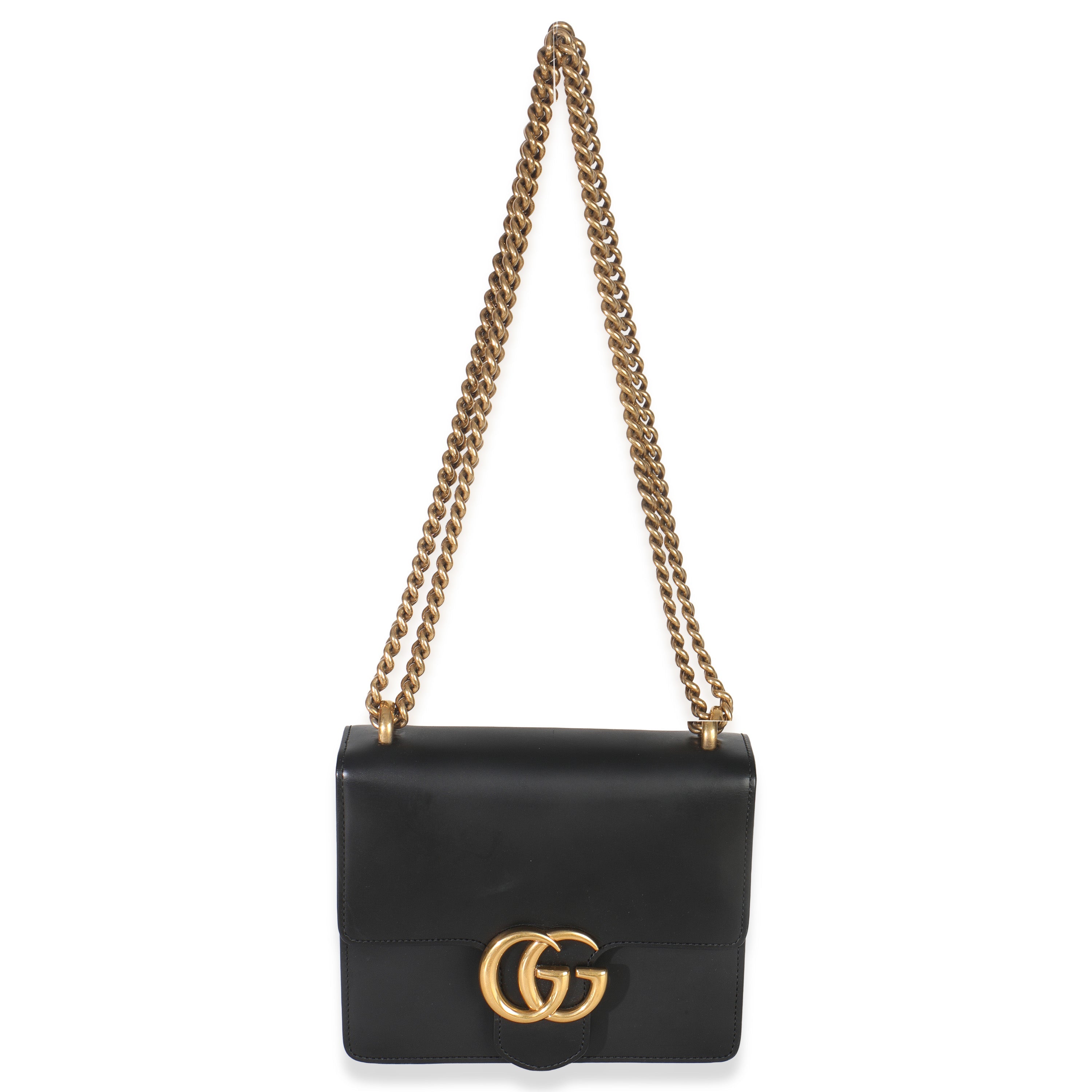 Black Smooth Calfskin Small GG Marmont Chain Bag