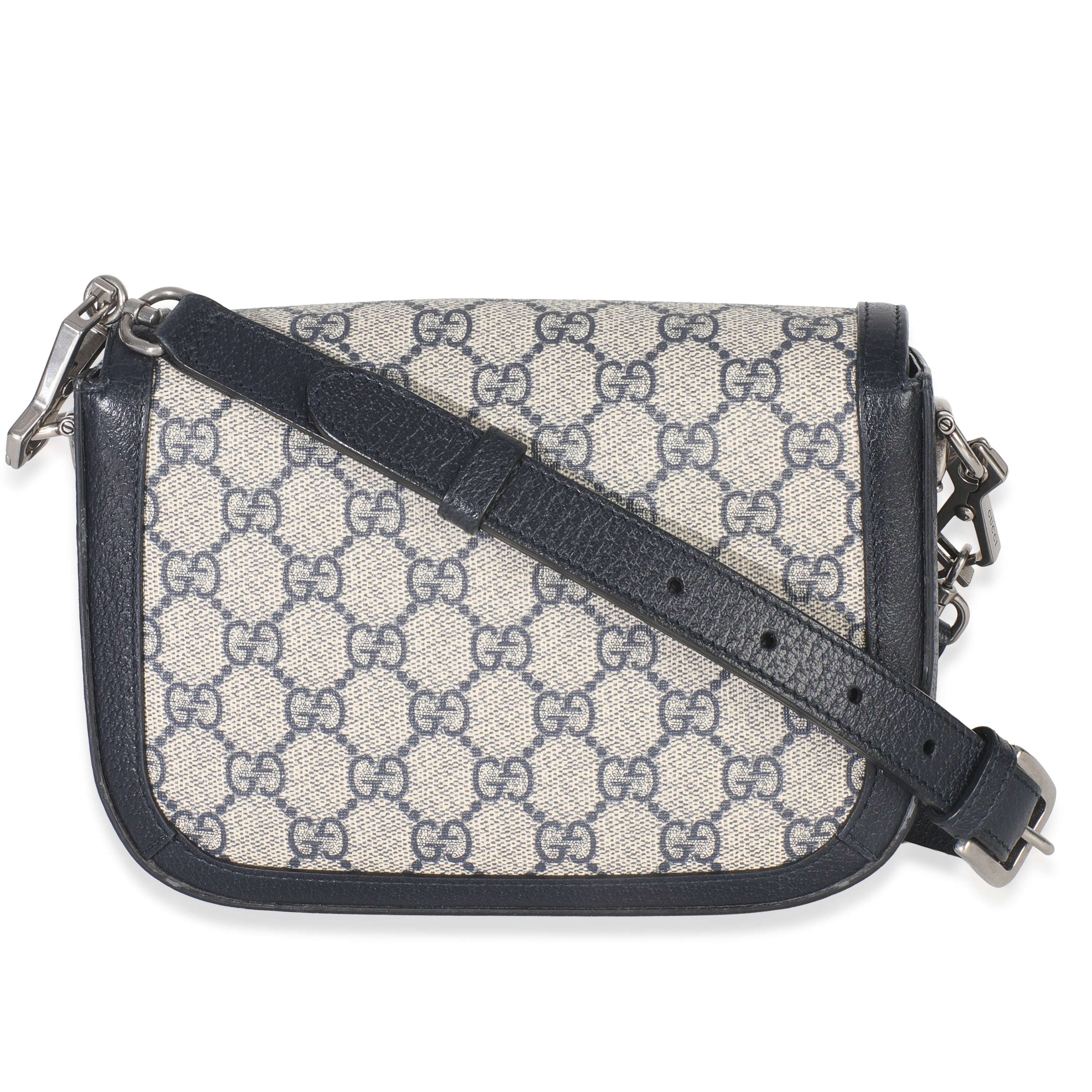 Navy GG Supreme Monogram Web Horsebit 1955 Mini Bag