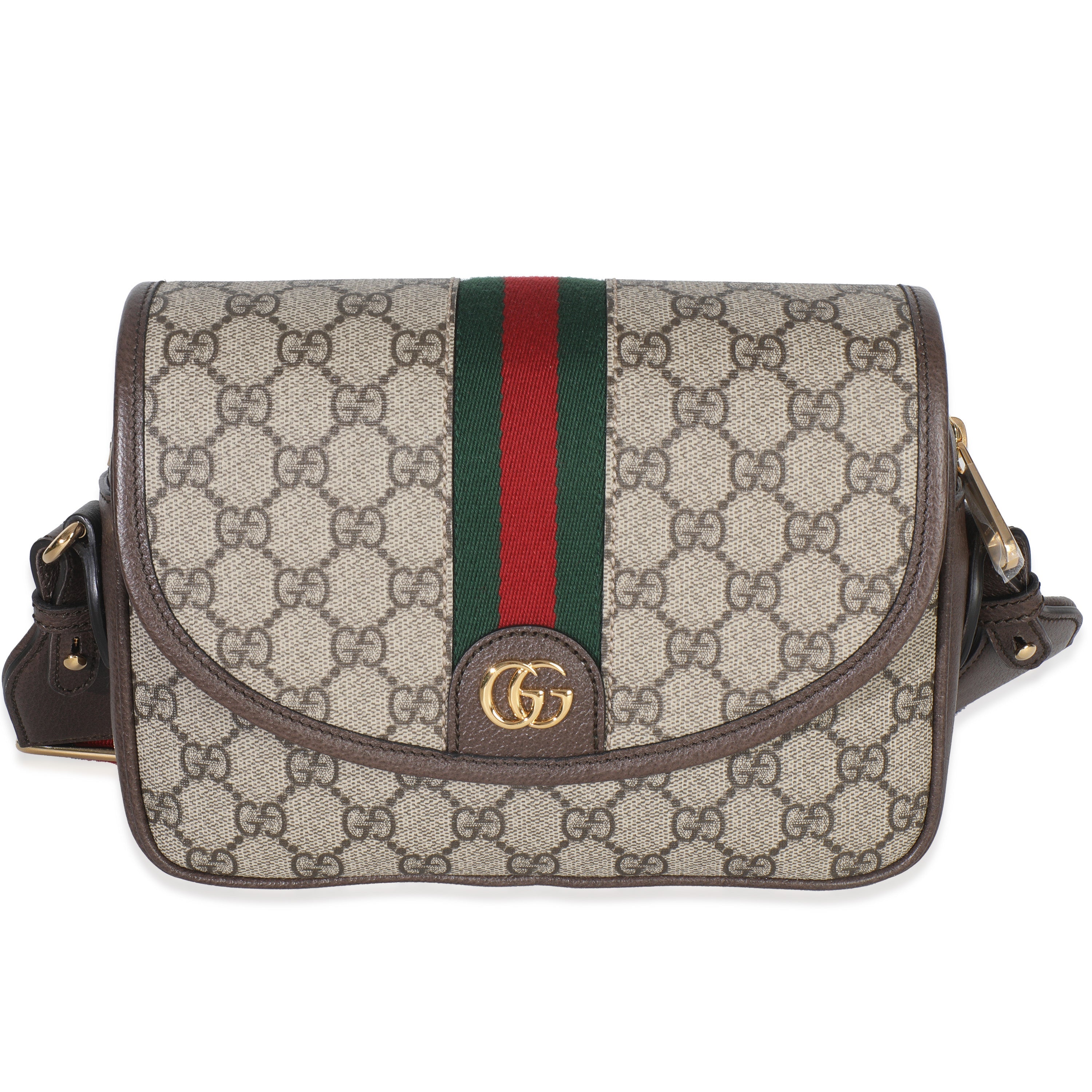 Beige GG Supreme Canvas Textured Dollar Calfskin Web Studded Mini Ophidia