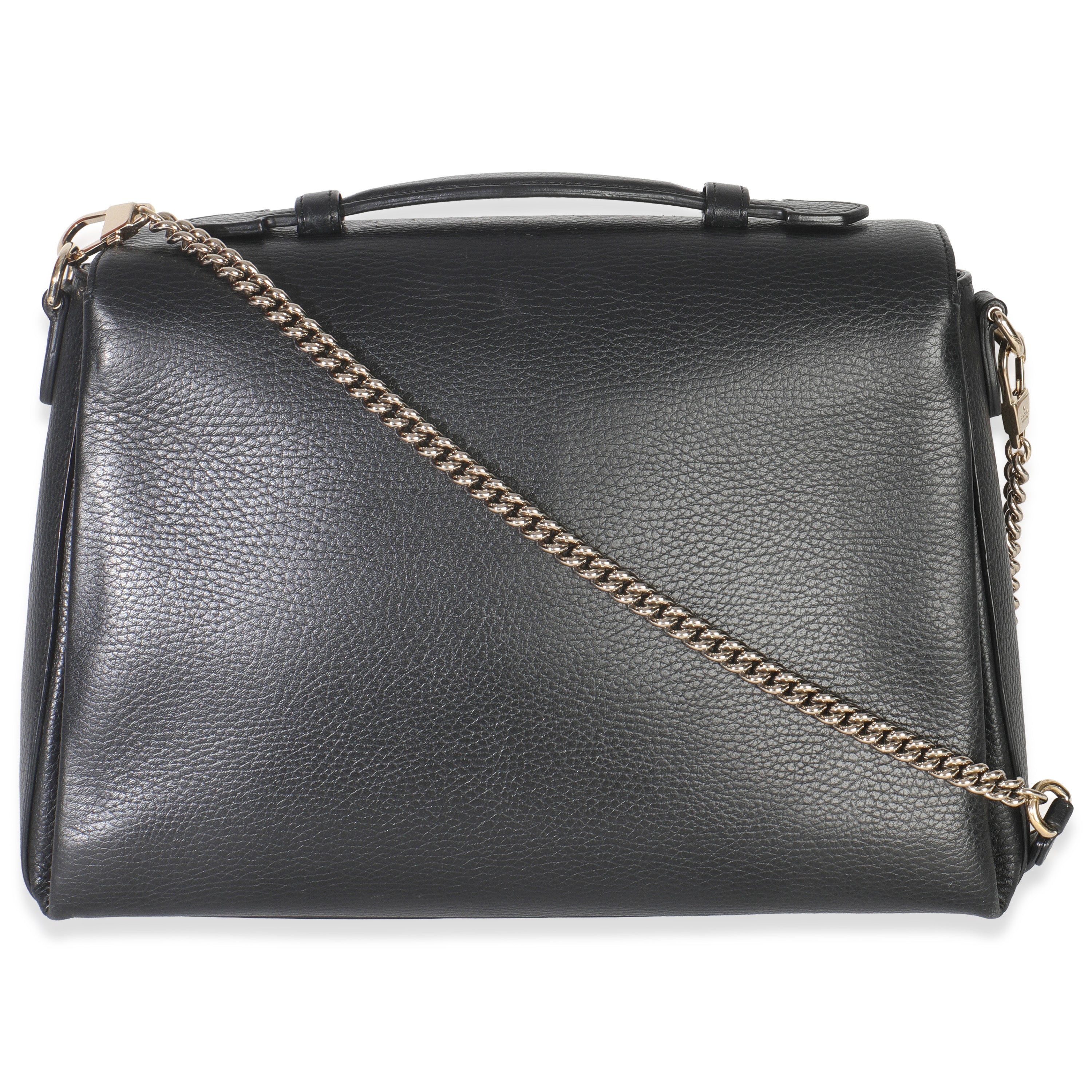 Black Pebbled Calfskin Medium Interlocking G Flap Bag