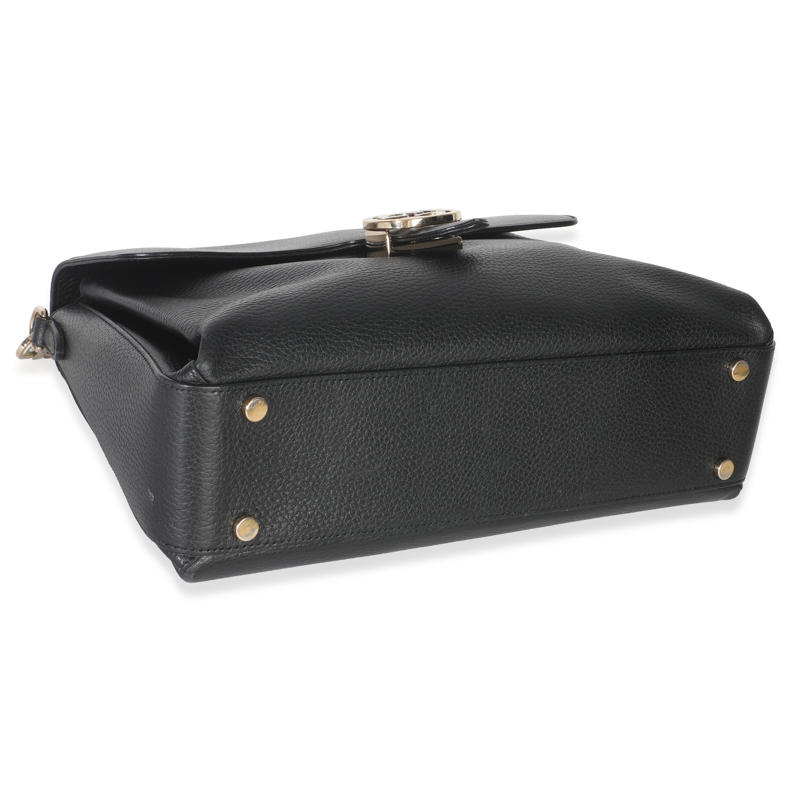 Black Pebbled Calfskin Medium Interlocking G Flap Bag