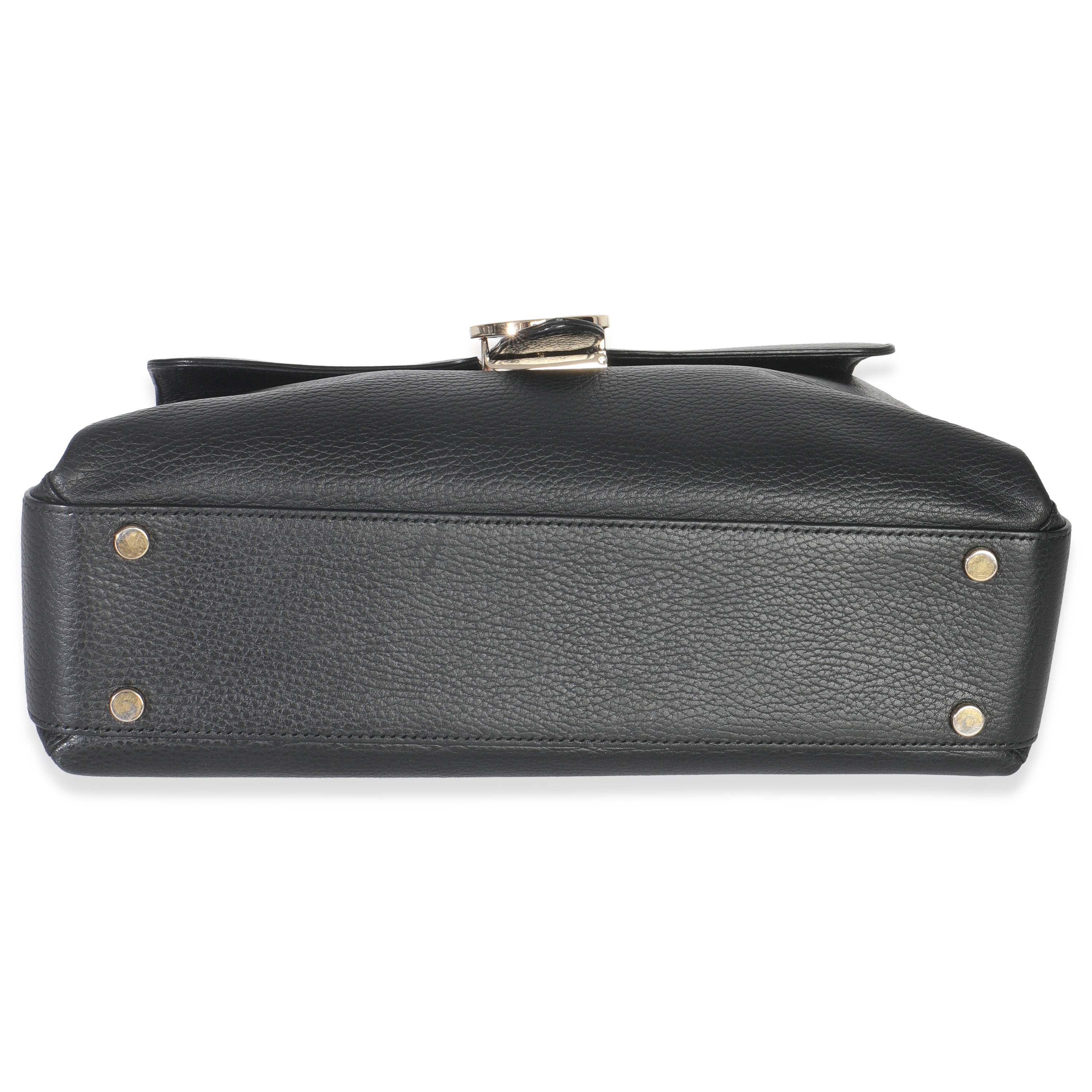 Black Pebbled Calfskin Medium Interlocking G Flap Bag