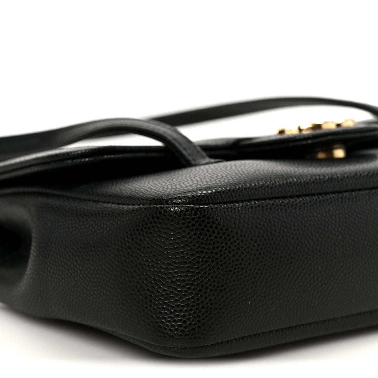 Shiny Caviar Mini Preppy Coco Shoulder Bag Black