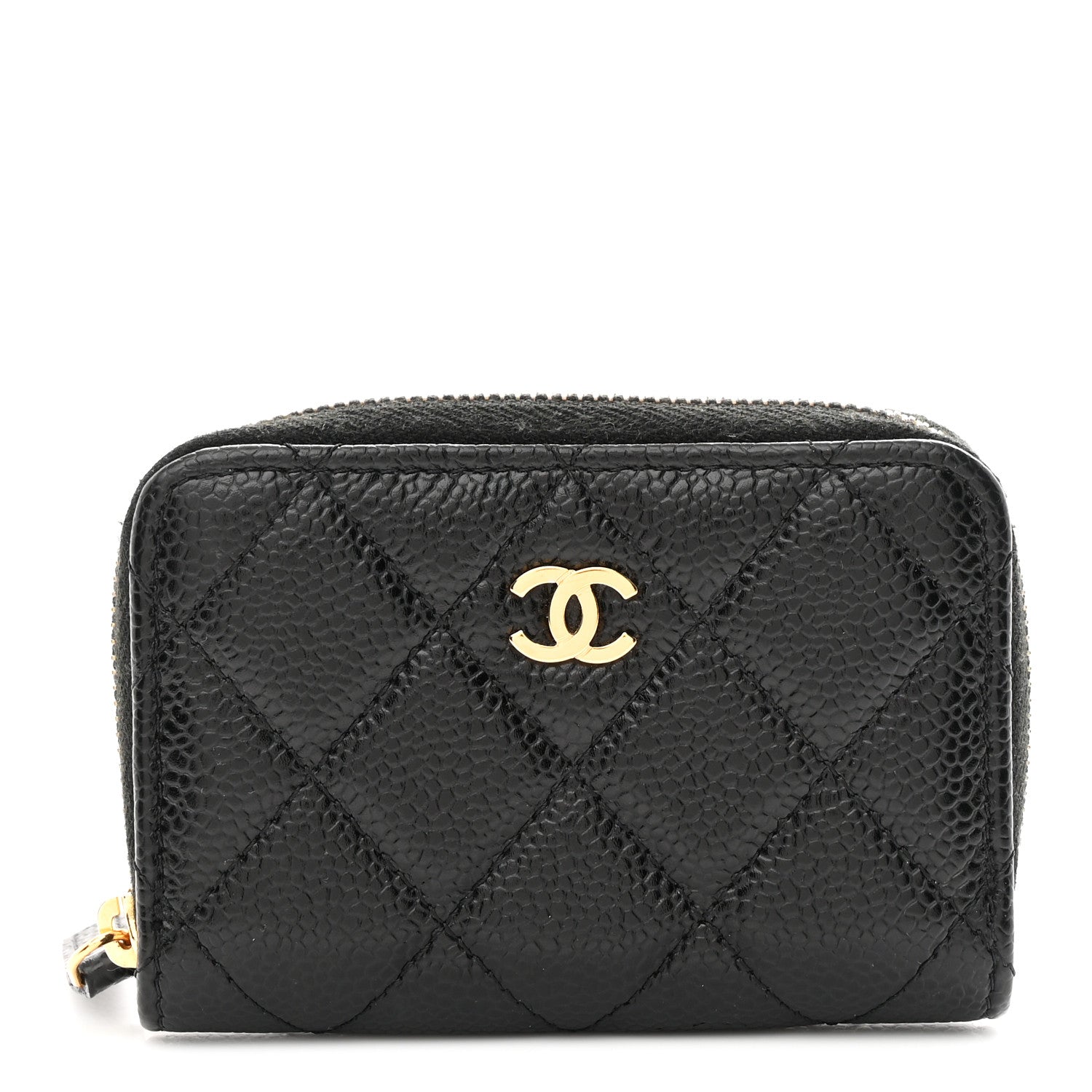 Caviar Quilted Zip Coin Purse Black