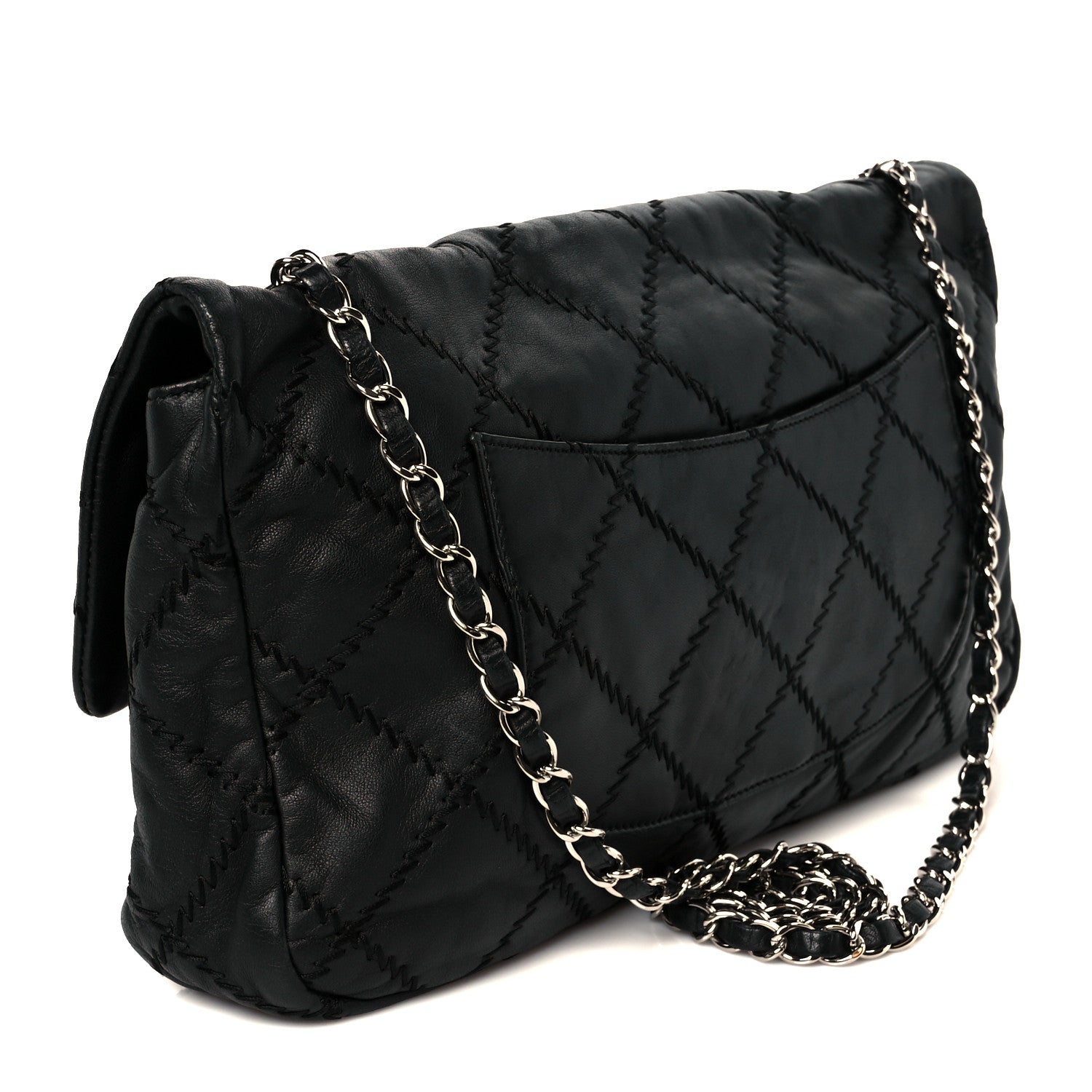 Lambskin Ultimate Stitch Maxi Flap Black