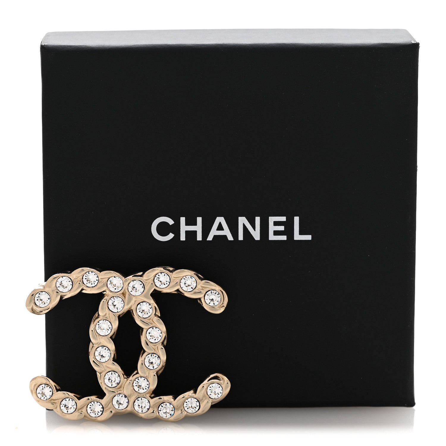 Crystal Pearls Coronation CC Brooch Gold