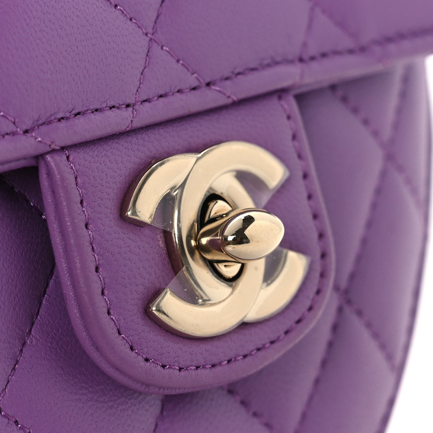 Lambskin Quilted CC In Love Heart Clutch With Chain Purple