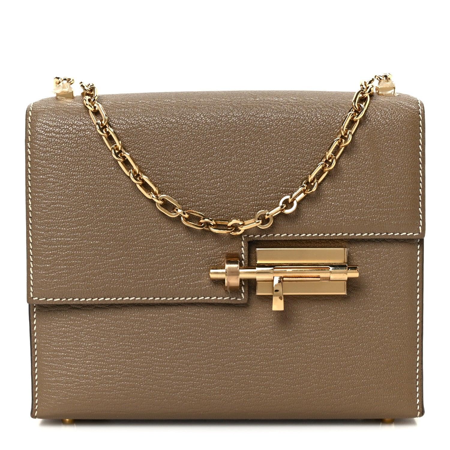 Chevre Chamkila Mini Verrou Chaine Bag Etoupe