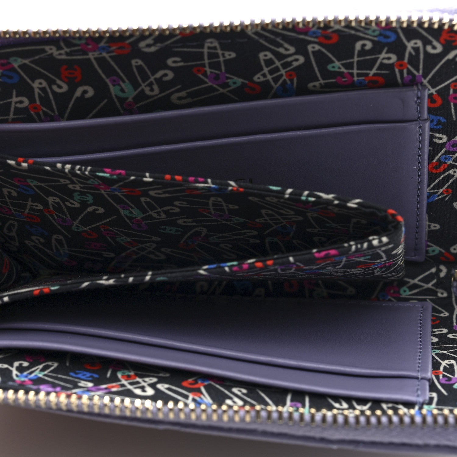 Caviar Quilted CC Zip Around Card Holder Wallet  Purple