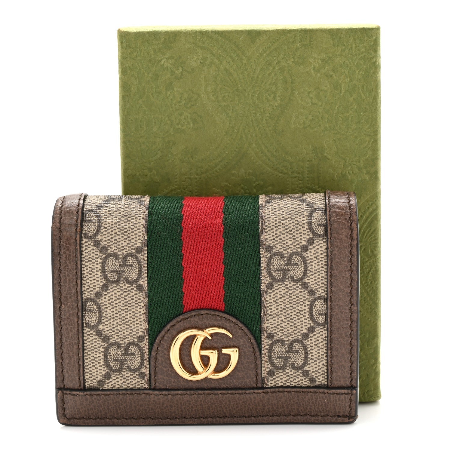 GG Supreme Monogram Web Ophidia Card Case Beige New Acero