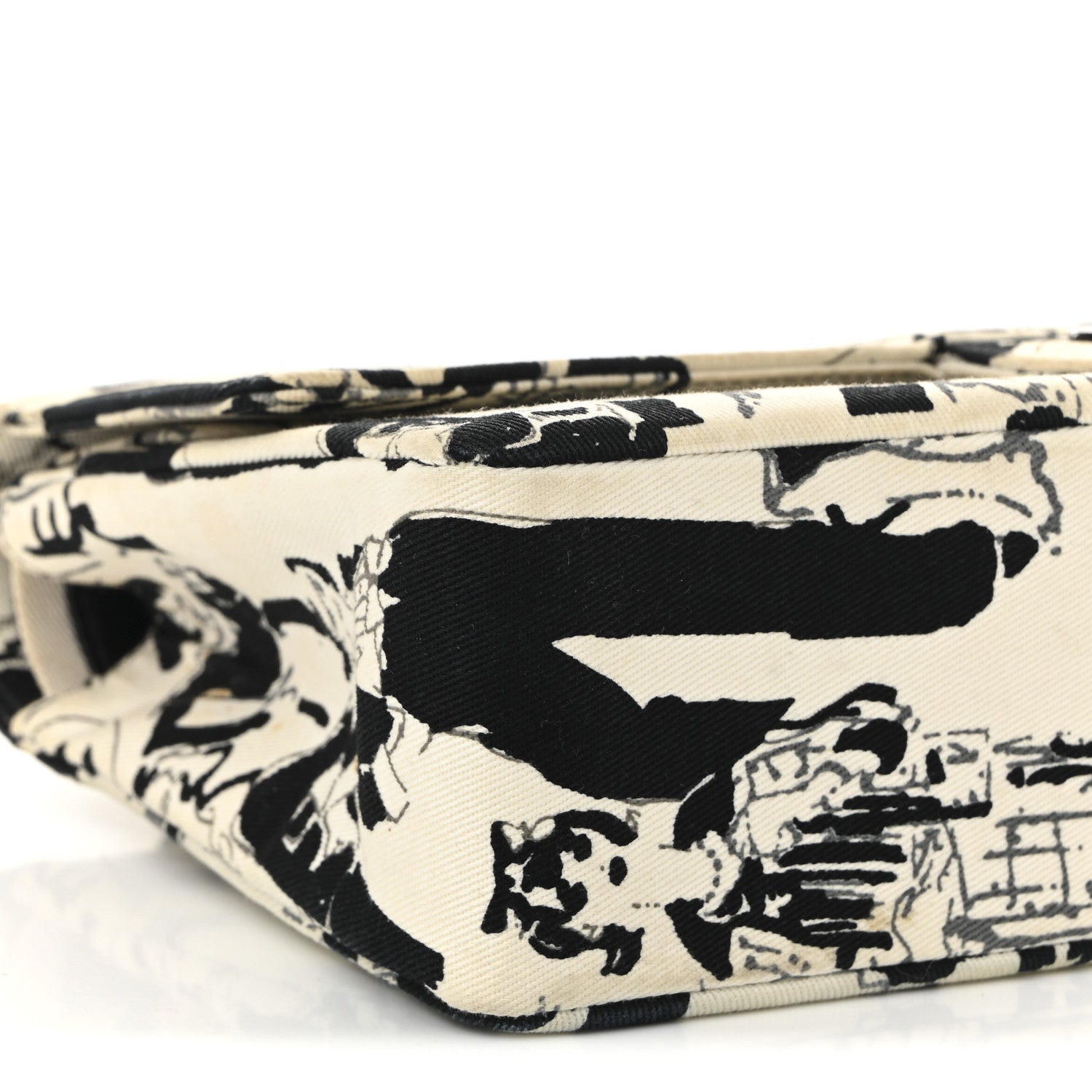 Canvas Coco Icons Medium Double Flap Black White