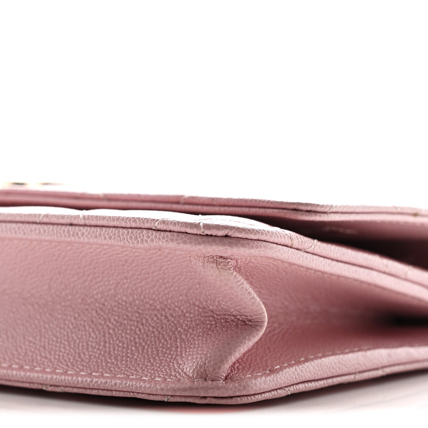 Caviar Quilted Studded CC Wallet on Chain WOC Light Pink